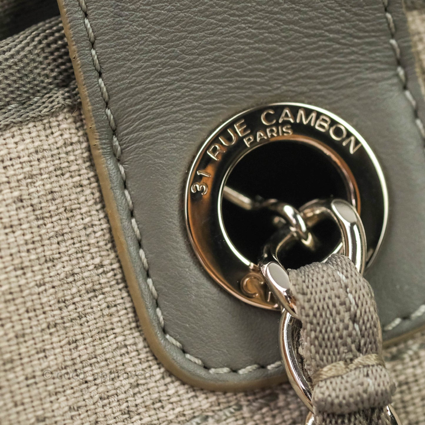 Chanel Large Deauville Grey Canvas Silver Hardware