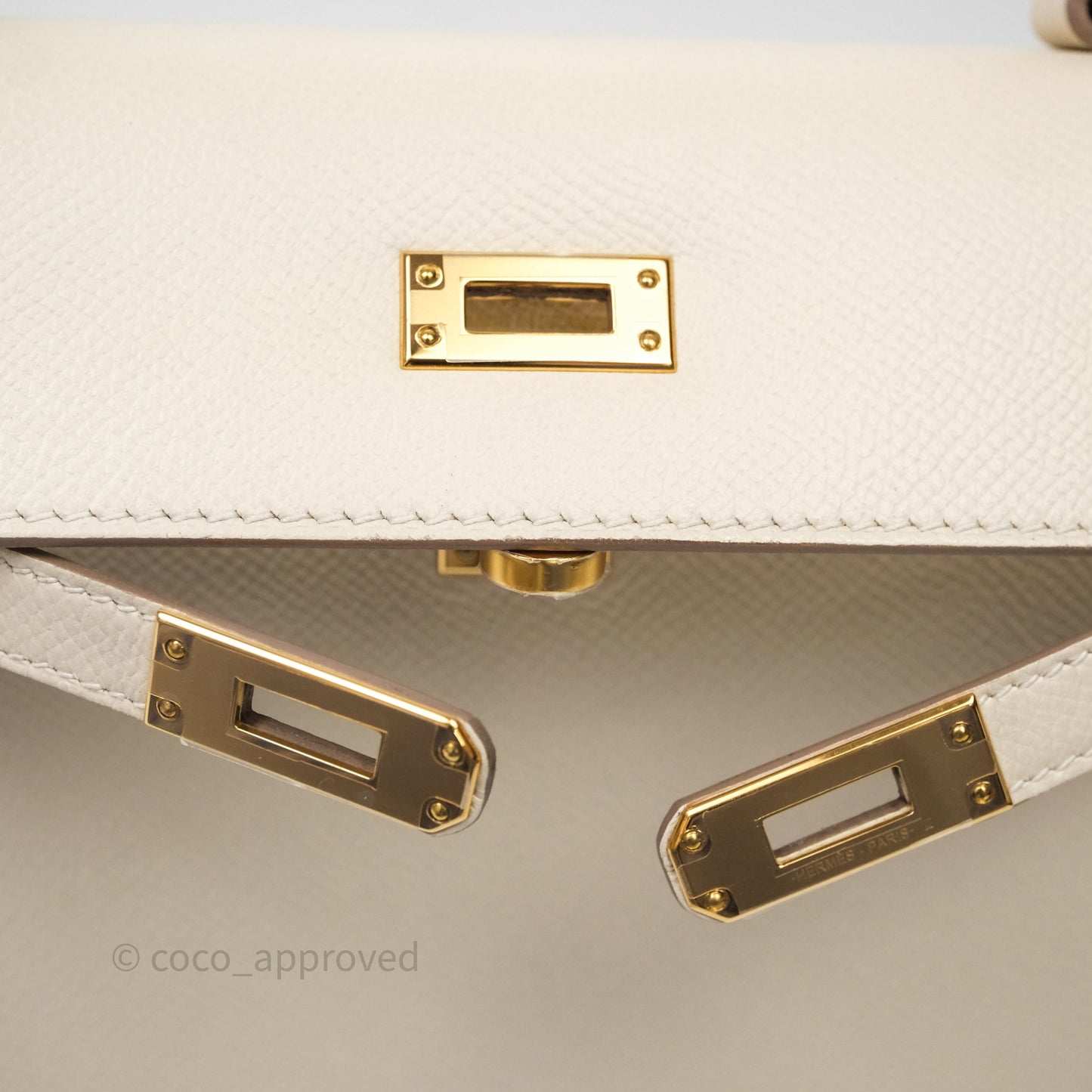 Hermes Kelly 25 Craie Epsom Gold Hardware