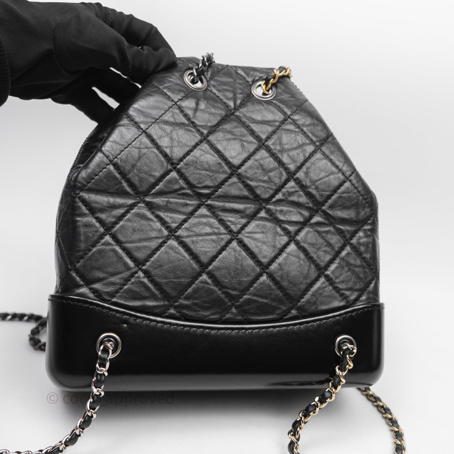 Chanel Small Gabrielle Backpack Quilted Black Aged Calfskin