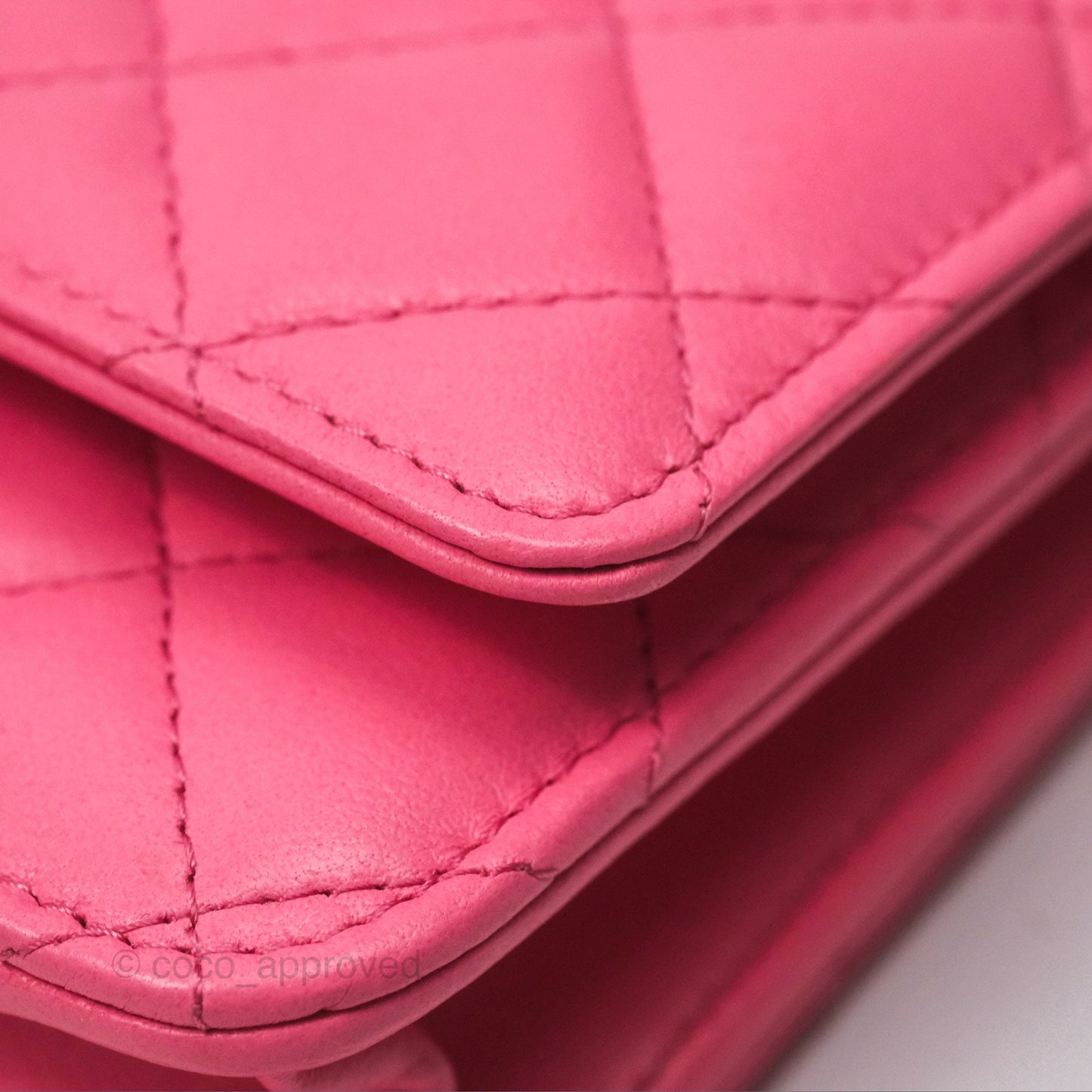 Chanel Quilted Pearl Crush Wallet on Chain WOC Pink Lambskin Aged Gold Hardware