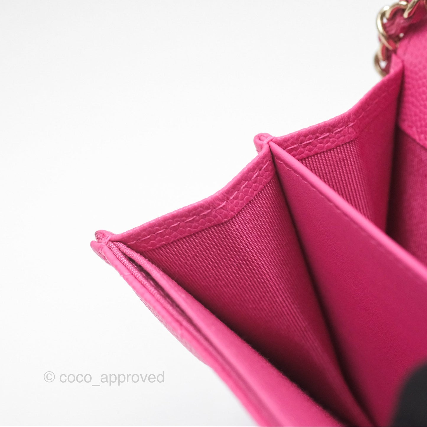 Chanel Mini Wallet With Chain Pink Caviar Gold Hardware