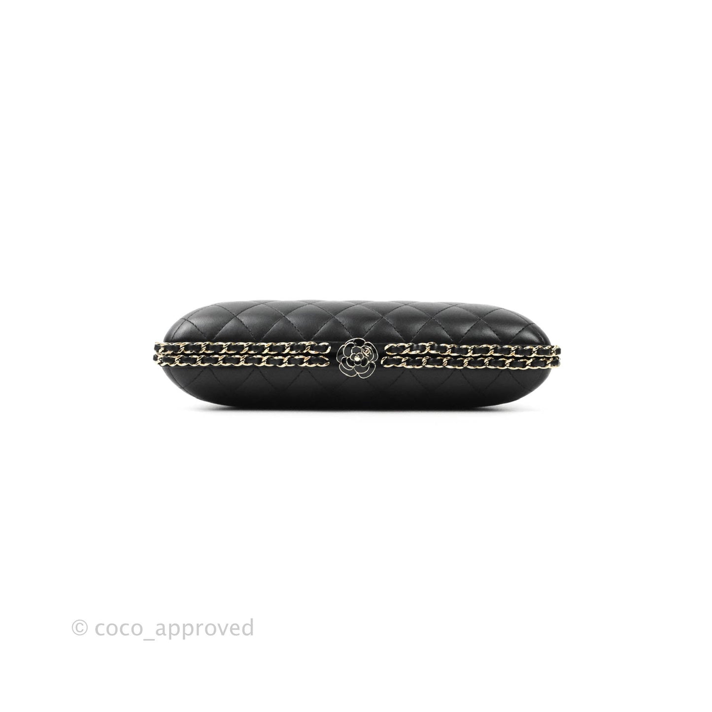 Chanel Quilted Chain Around Clutch Black Lambskin Gold Hardware