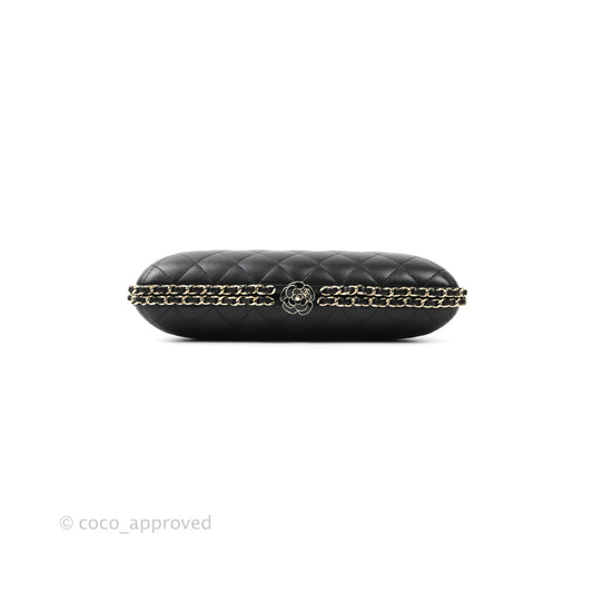 Chanel Quilted Chain Around Clutch Black Lambskin Gold Hardware