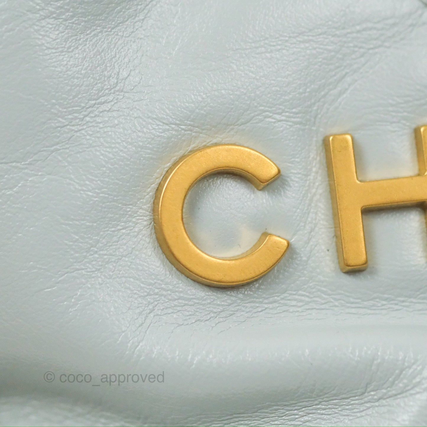 Chanel 22 Mini Bag Light Blue Grey Shiny Calfskin