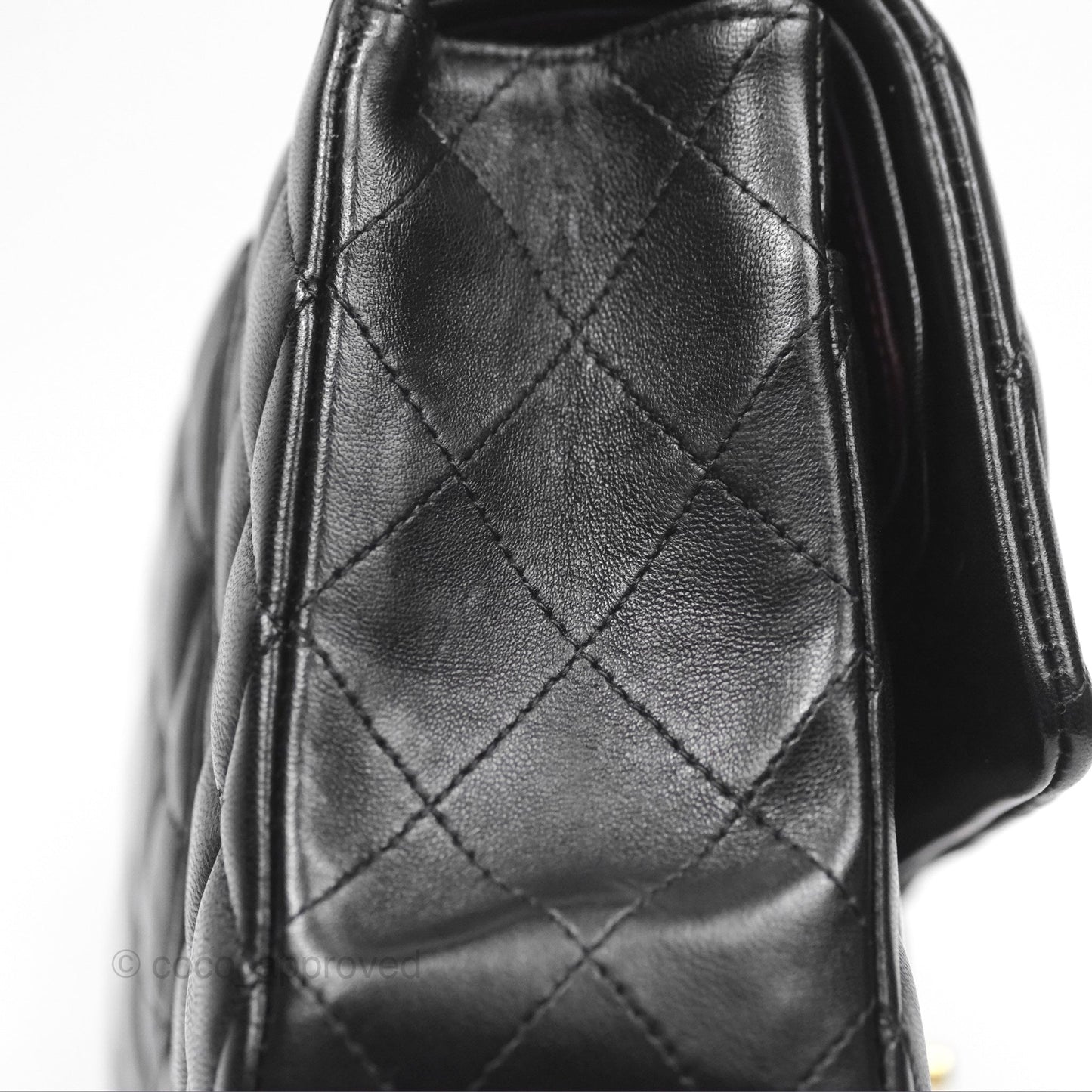 Chanel Classic M/L Medium Flap Quilted Black Lambskin Gold Hardware