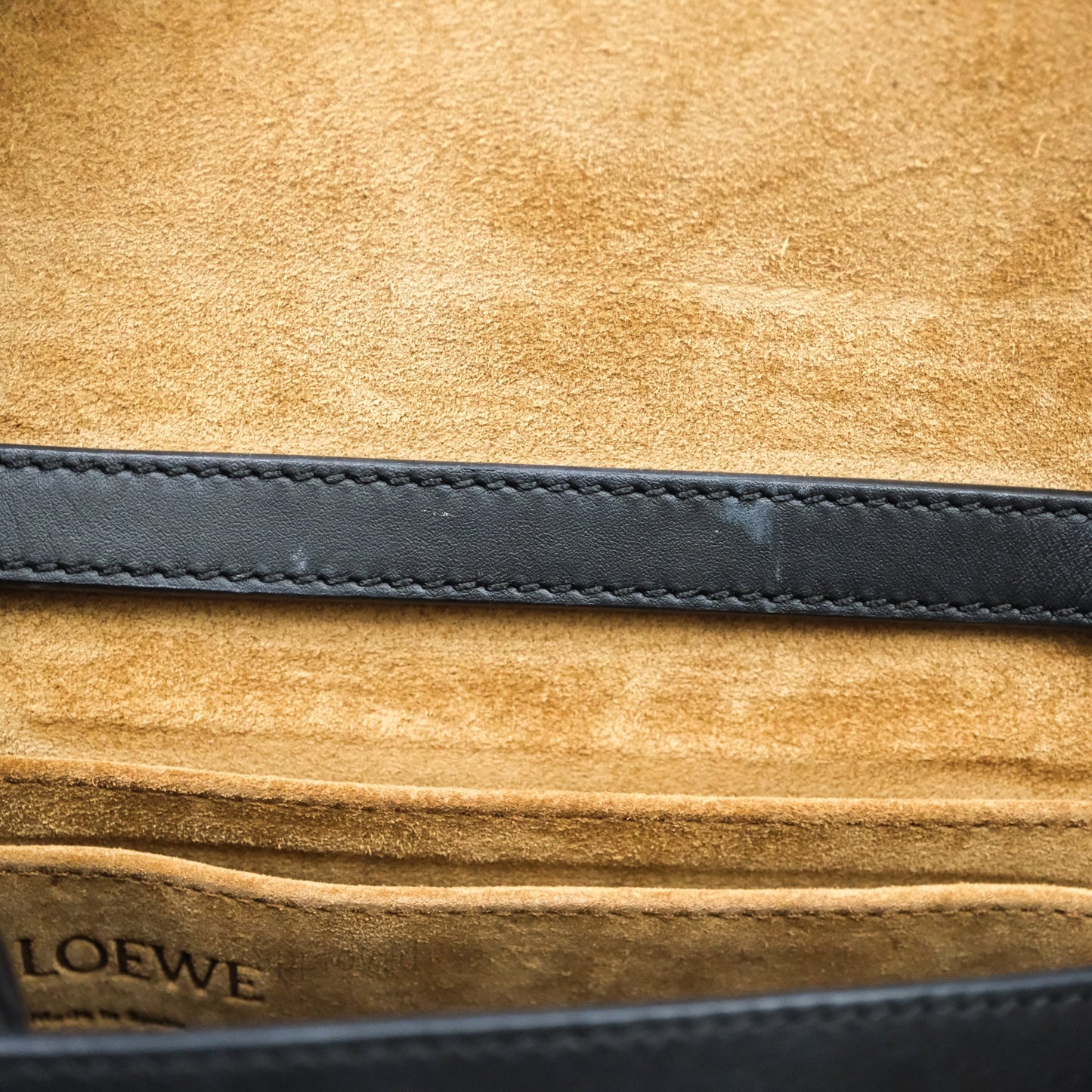 Loewe Mini Gate Dual Bag in Soft Calfskin & Jacquard Strap Black