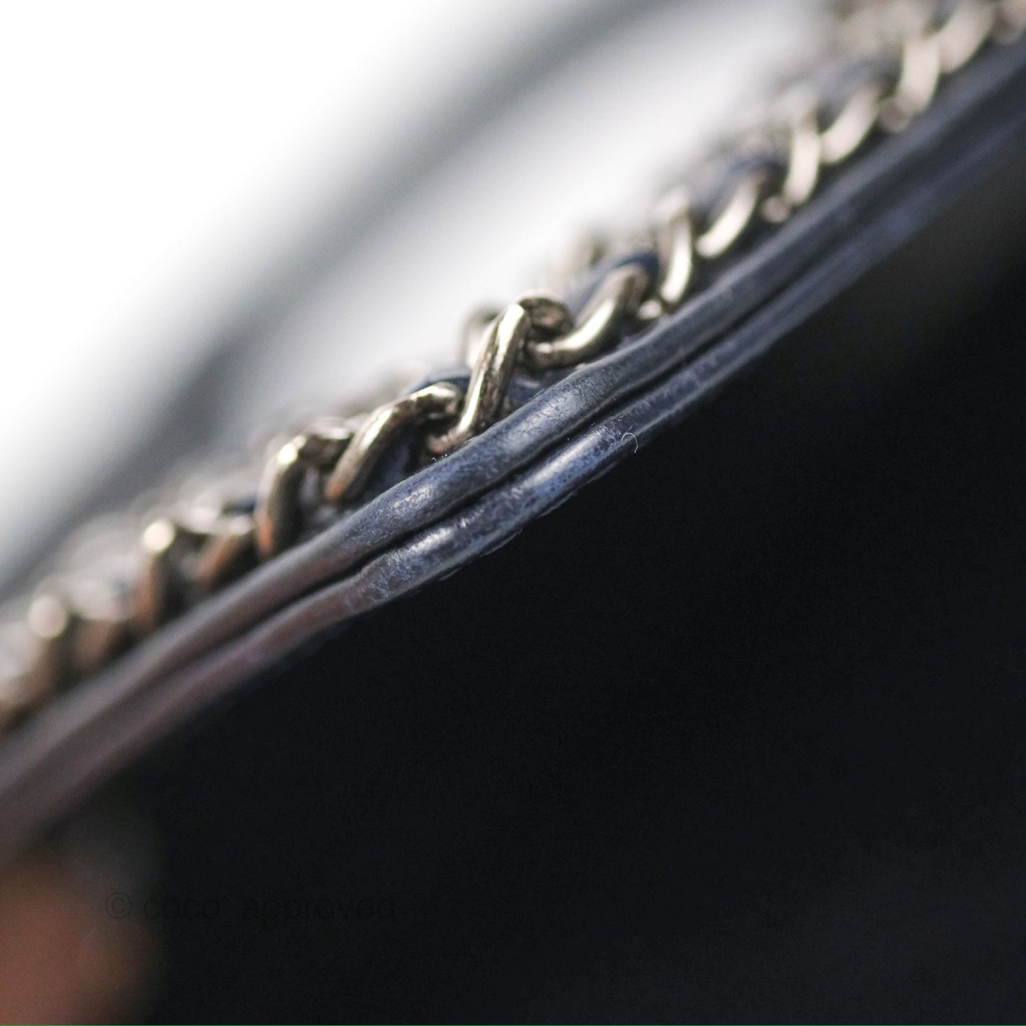 Chanel Small Chain Around Boy Dark Navy Glazed Calfskin Ruthenium Hardware