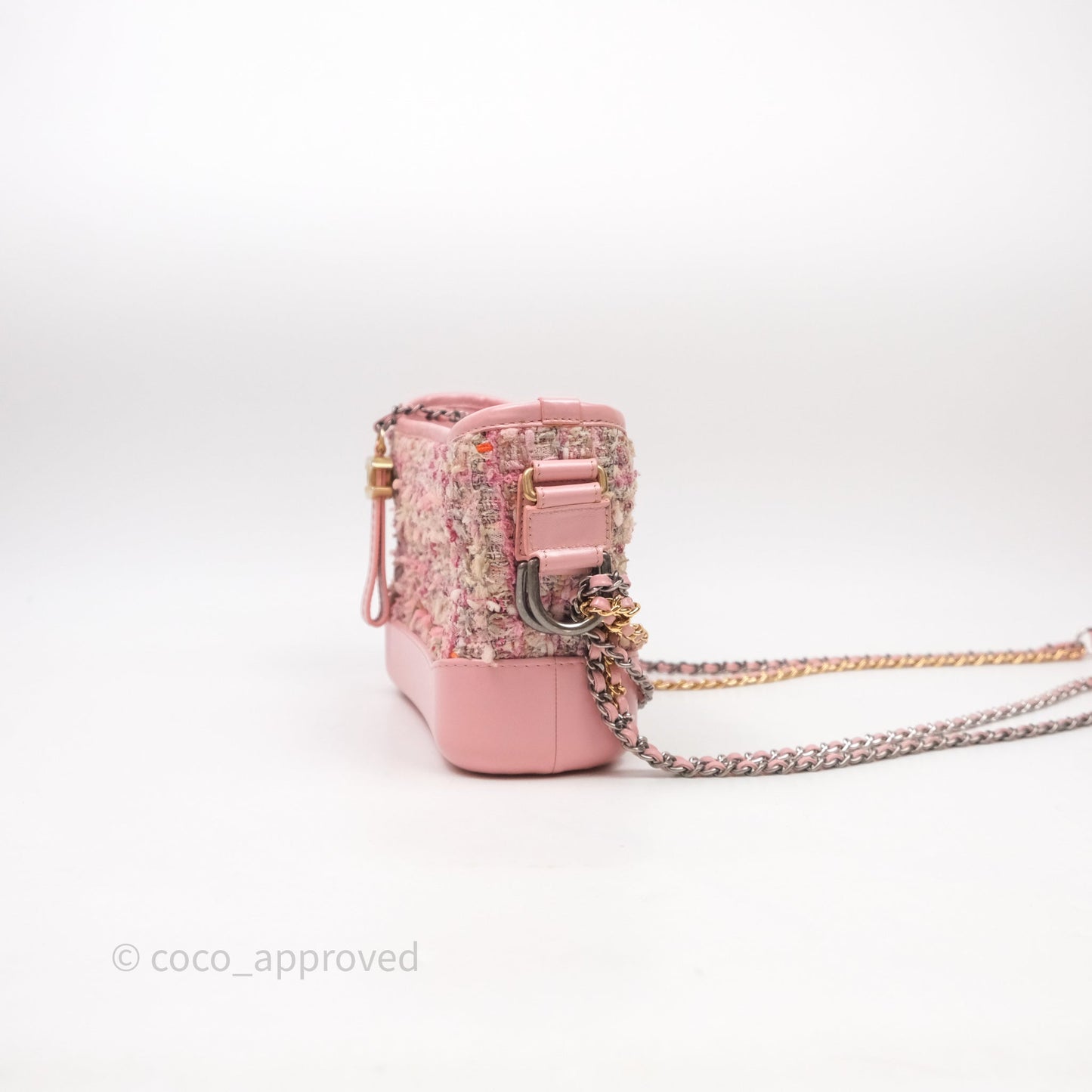 Chanel Small Gabrielle Hobo Quilted Pink Tweed Aged Calfskin