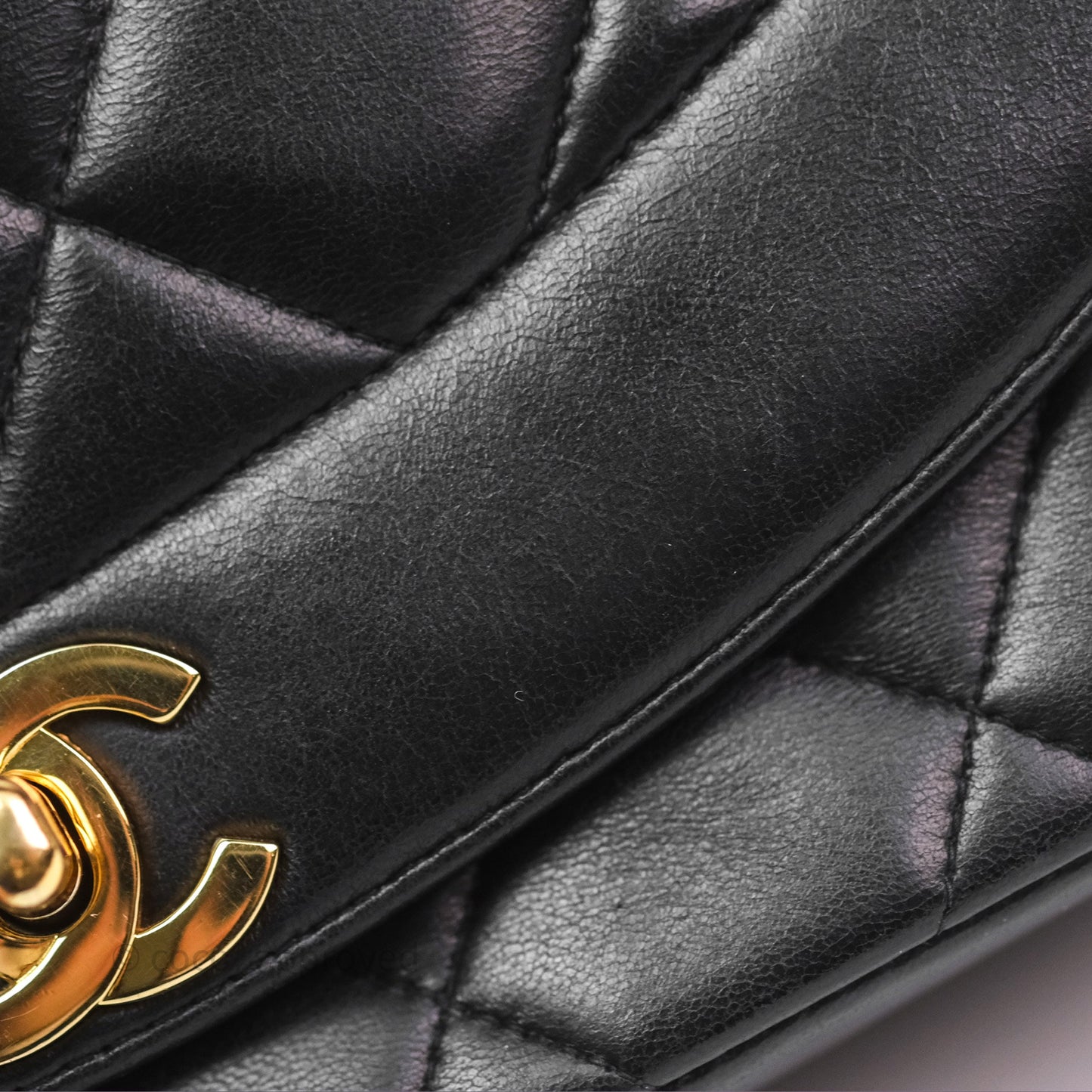 Chanel Vintage Quilted Small Classic Diana Flap Bag Black Lambskin 24K Gold Hardware