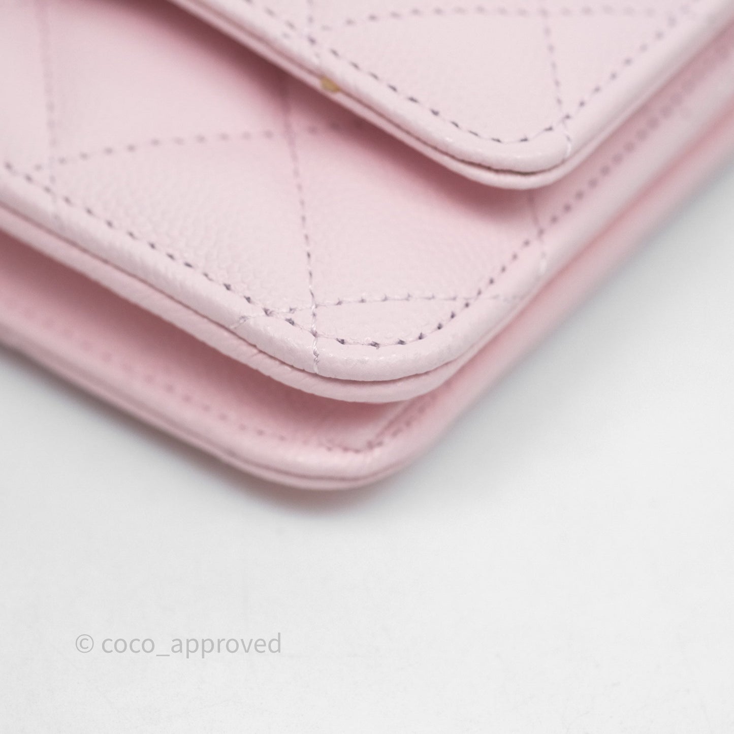 Chanel Classic Quilted Wallet on Chain WOC Light Pink Caviar Gold Hardware