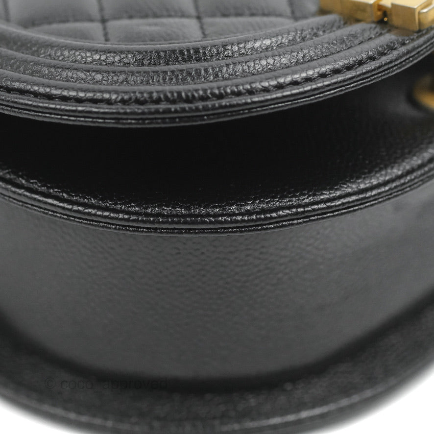 Chanel Boy Messenger Bag Black Caviar Aged Gold Hardware