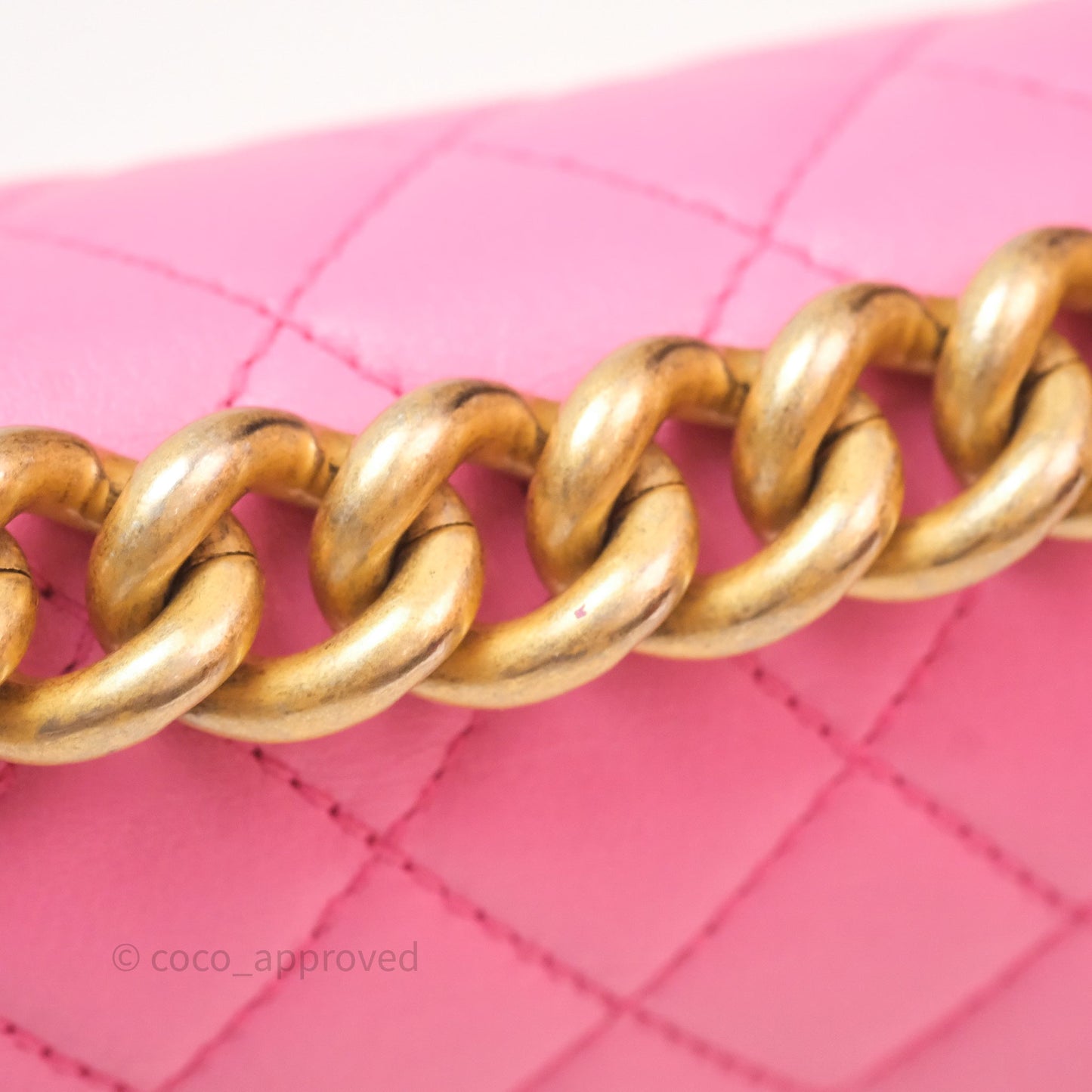 Chanel Small Boy Pink Calfskin Aged Gold Hardware