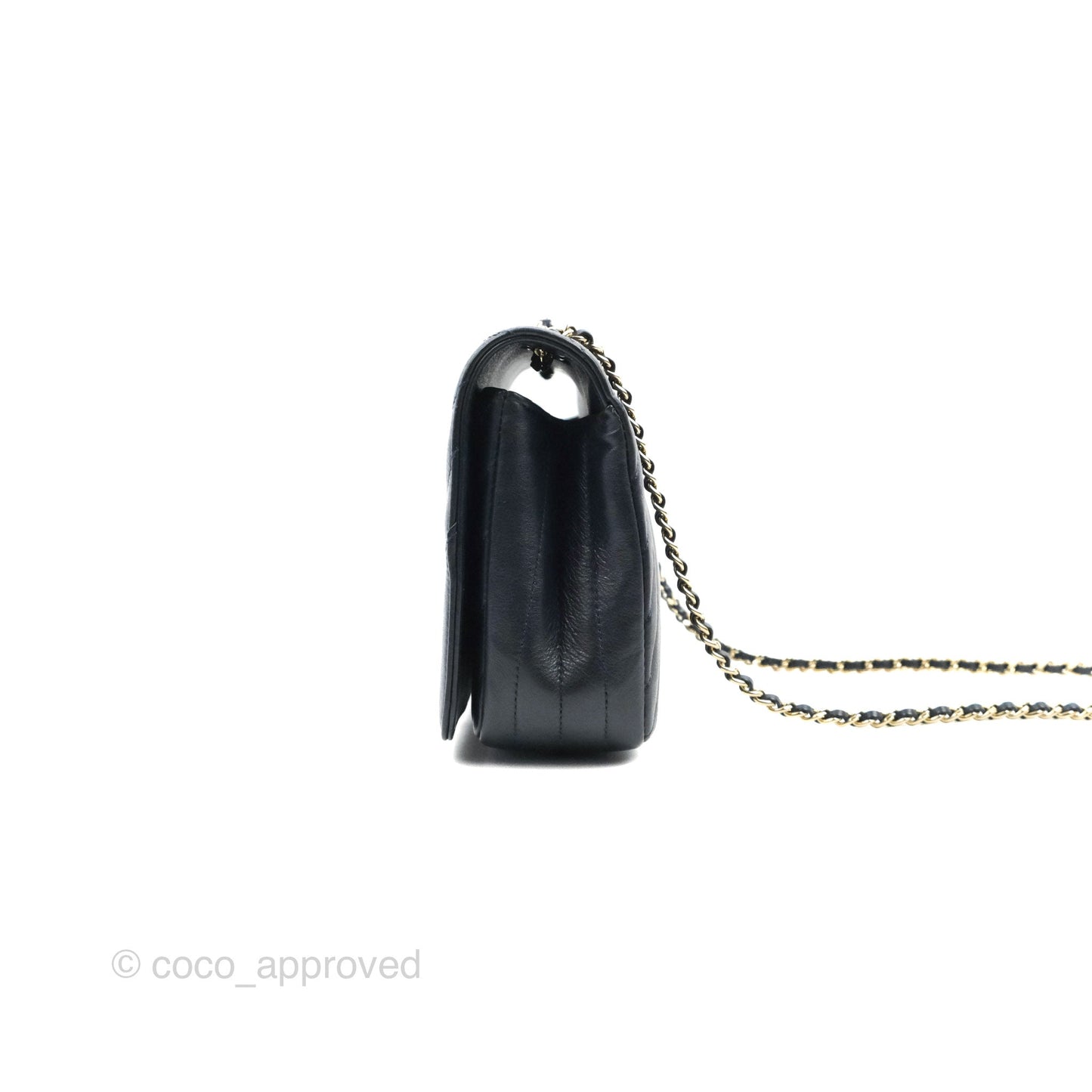 Chanel Medium Statement Chevron Flap Bag Navy Calfskin Gold Hardware