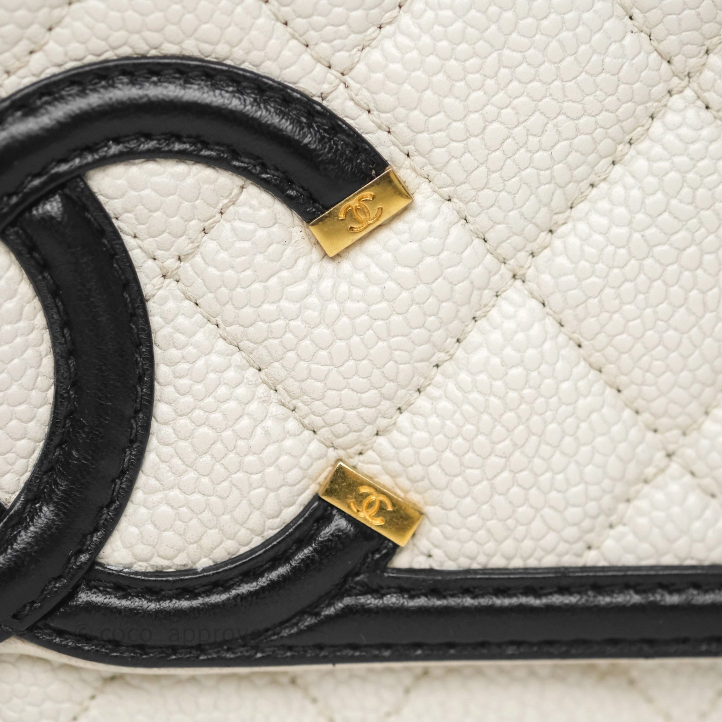Chanel Quilted Medium CC Filigree Flap White/ Black Caviar