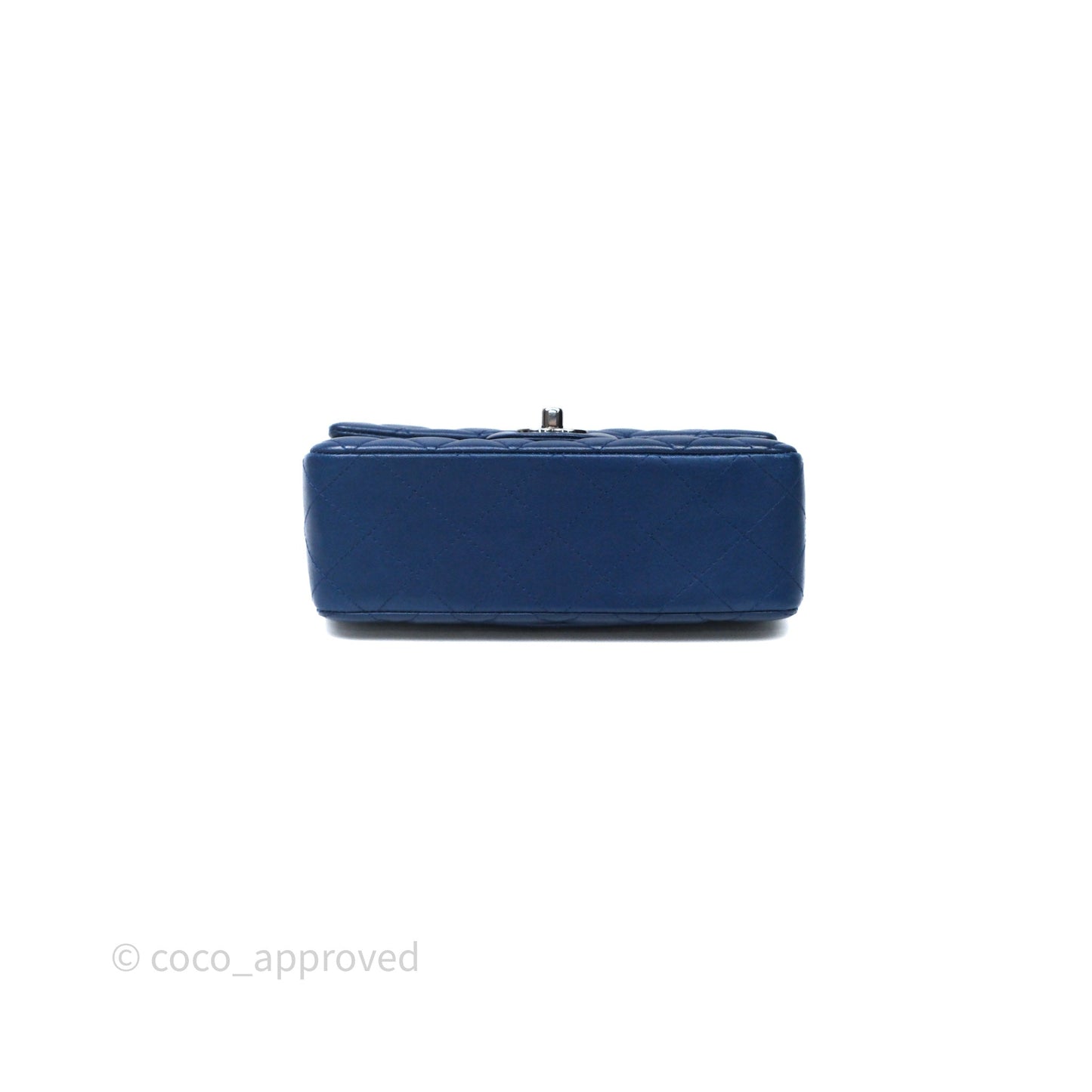 Chanel Mini Rectangular Flap Quilted Navy Lambskin Silver Hardware