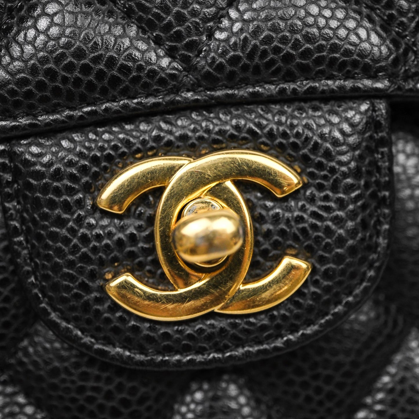 Chanel Classic M/L Medium Flap Quilted Black Caviar Gold Hardware