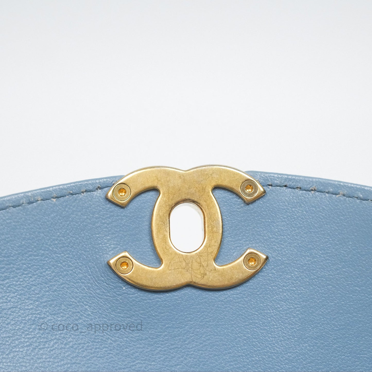 Chanel Curved Flap Bag Blue Lambskin Aged Gold Hardware
