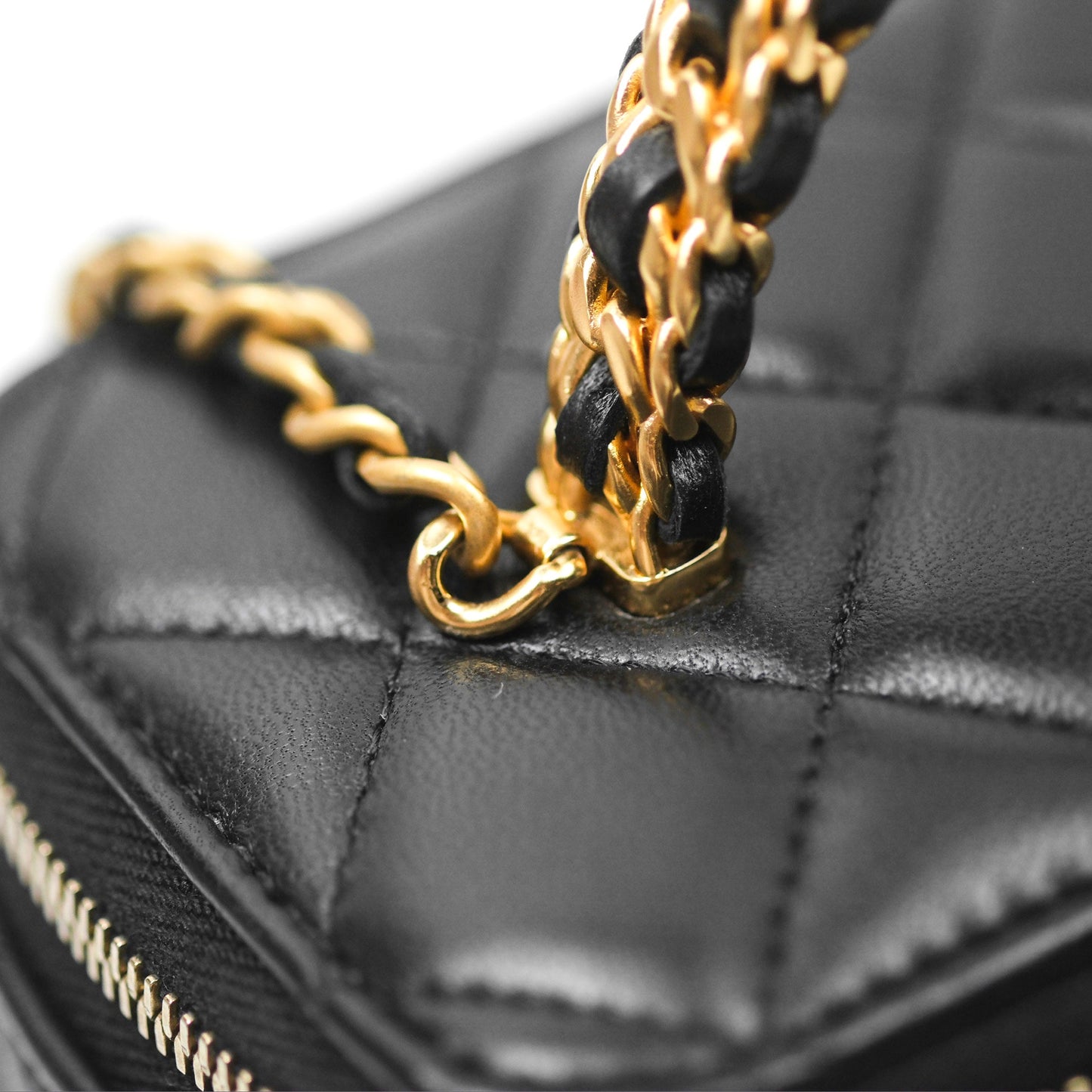 Chanel Vanity Rectangular with Top Handle Black Lambskin Aged Gold Hardware