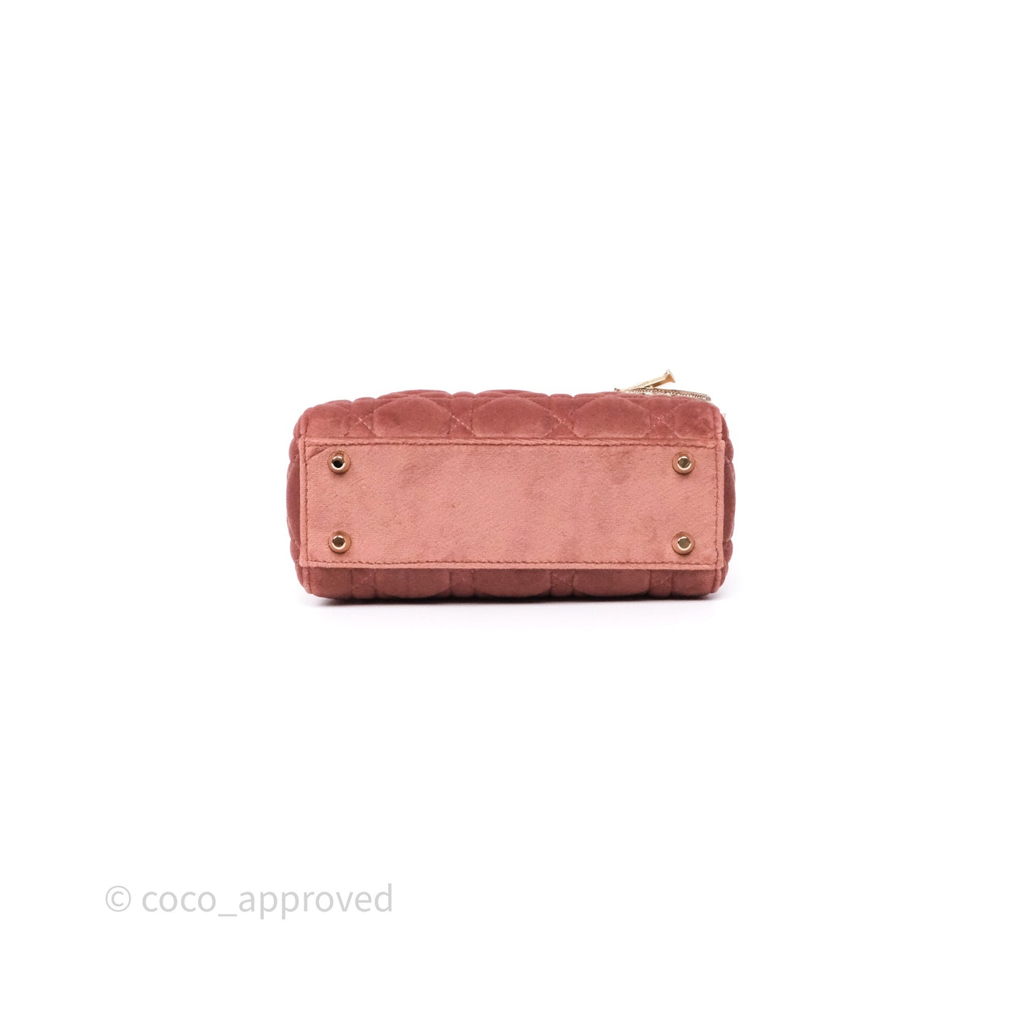 Dior Mini Lady Dior Pink Velvet Cannage Crystal Charms Gold Hardware