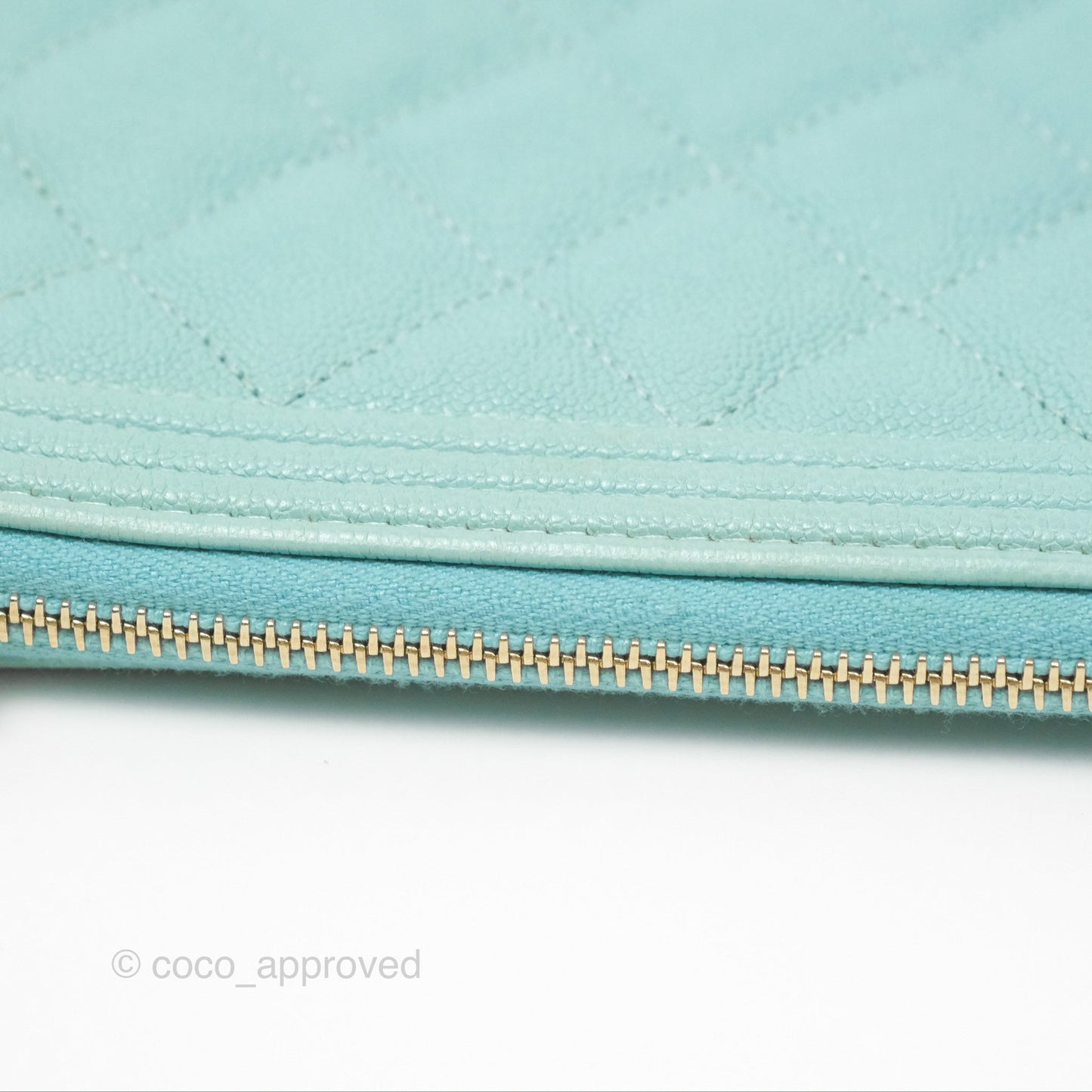 Chanel Medium O Case Boy Tiffany Blue Caviar Gold Hardware