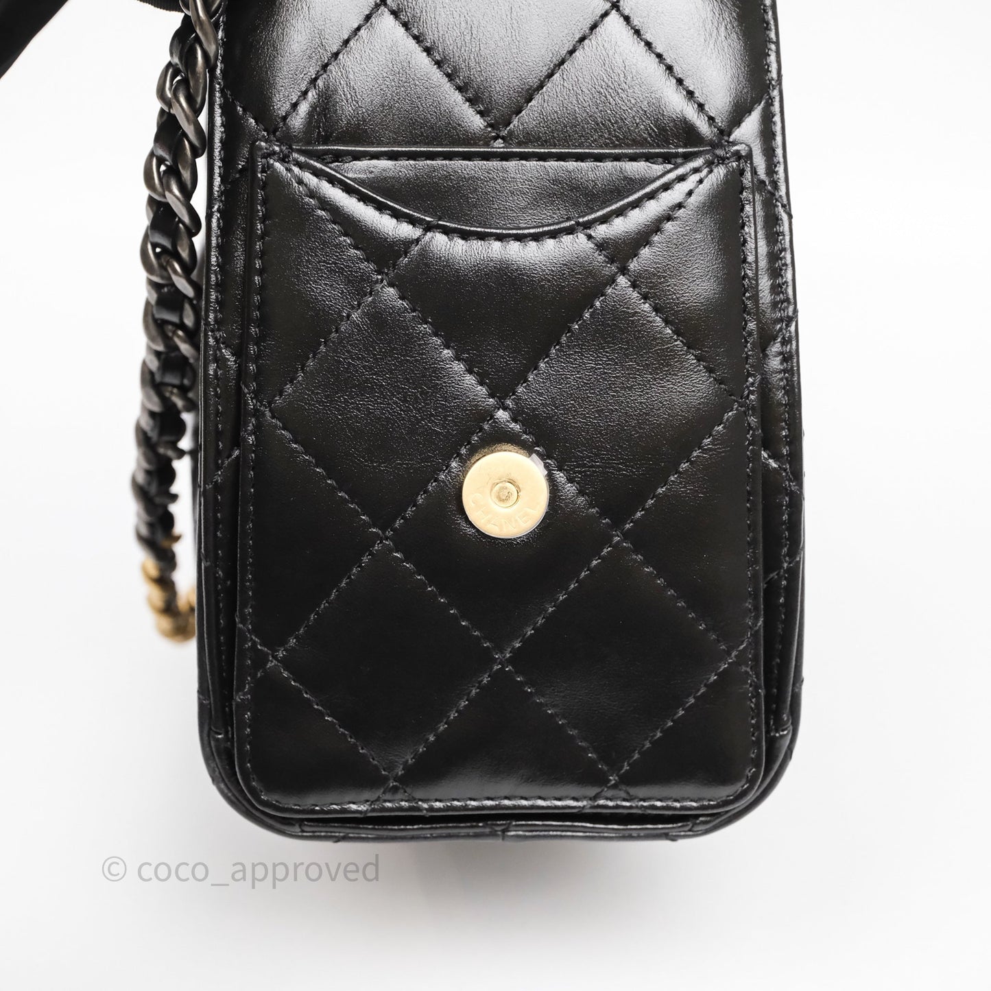 Chanel 25 Mini Black Shiny Crumpled Calfskin Mixed Hardware