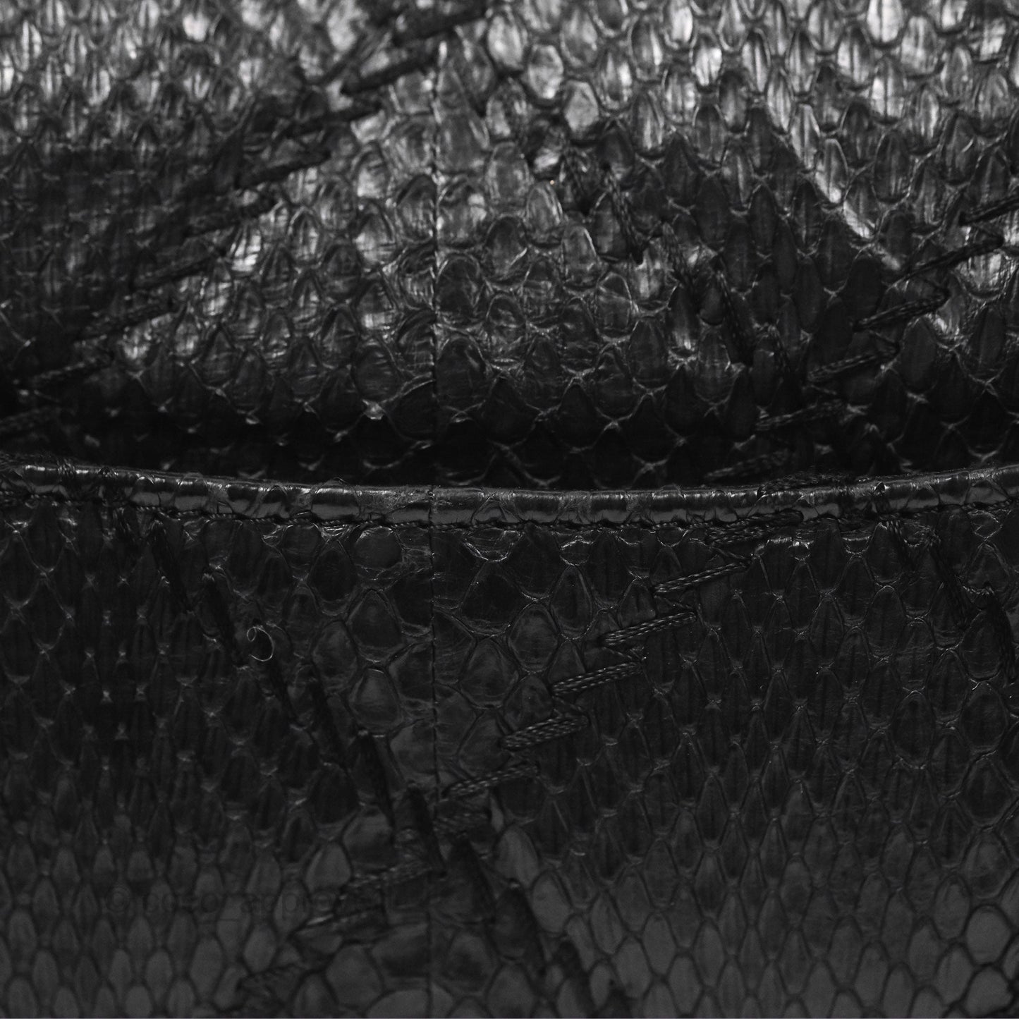 Chanel Quilted Ultimate Stitch Flap Bag Matte Python Black Silver Hardware