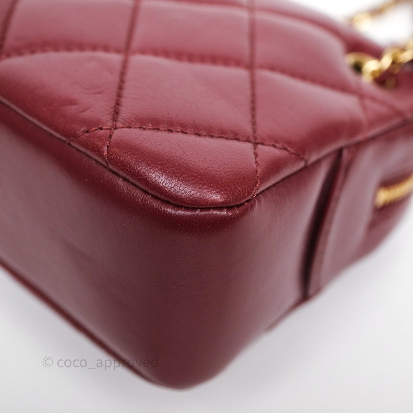 Chanel Small Camera Bag Burgundy Lambskin Gold Hardware