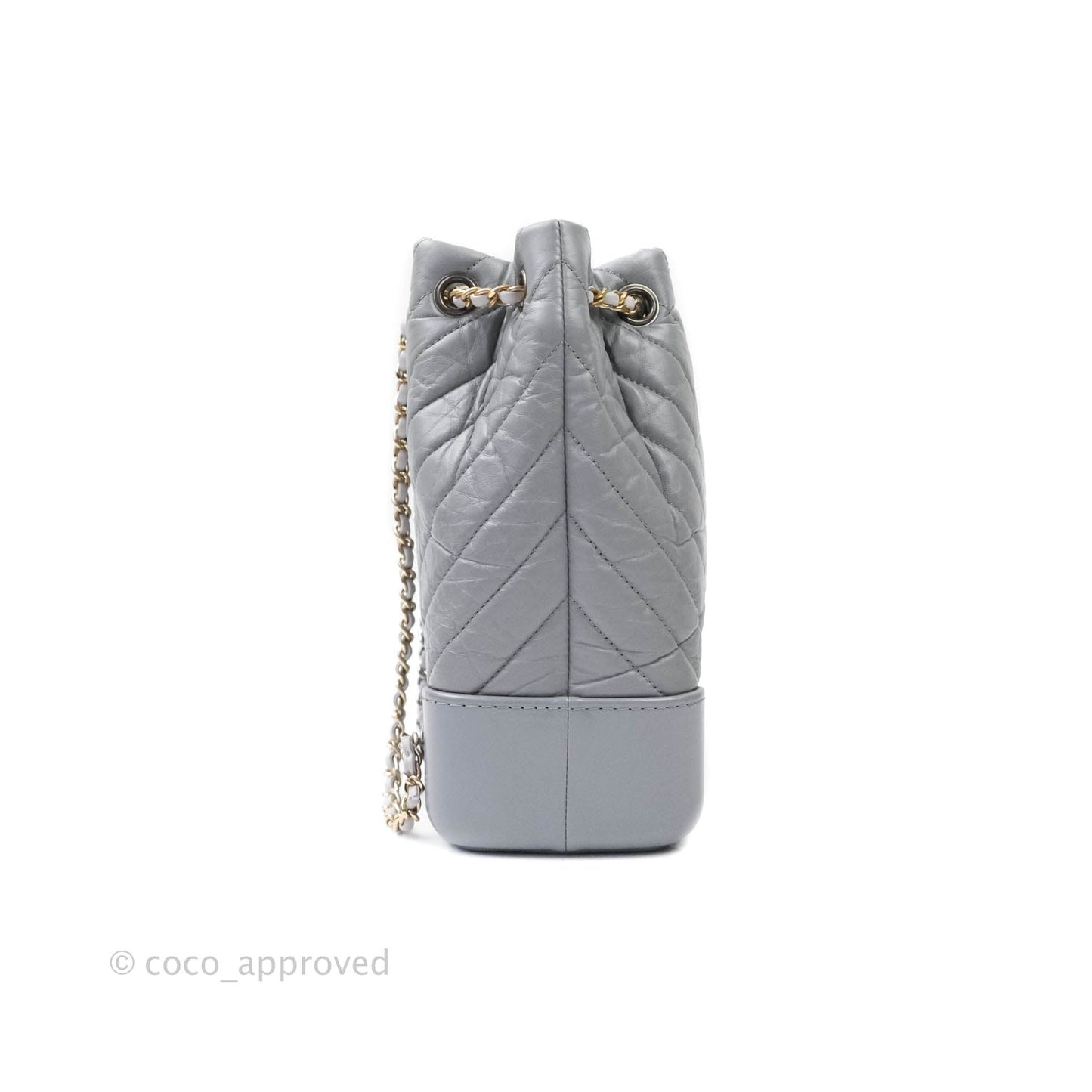 Chanel Small Chevron Gabrielle Backpack Aged Calfskin Grey