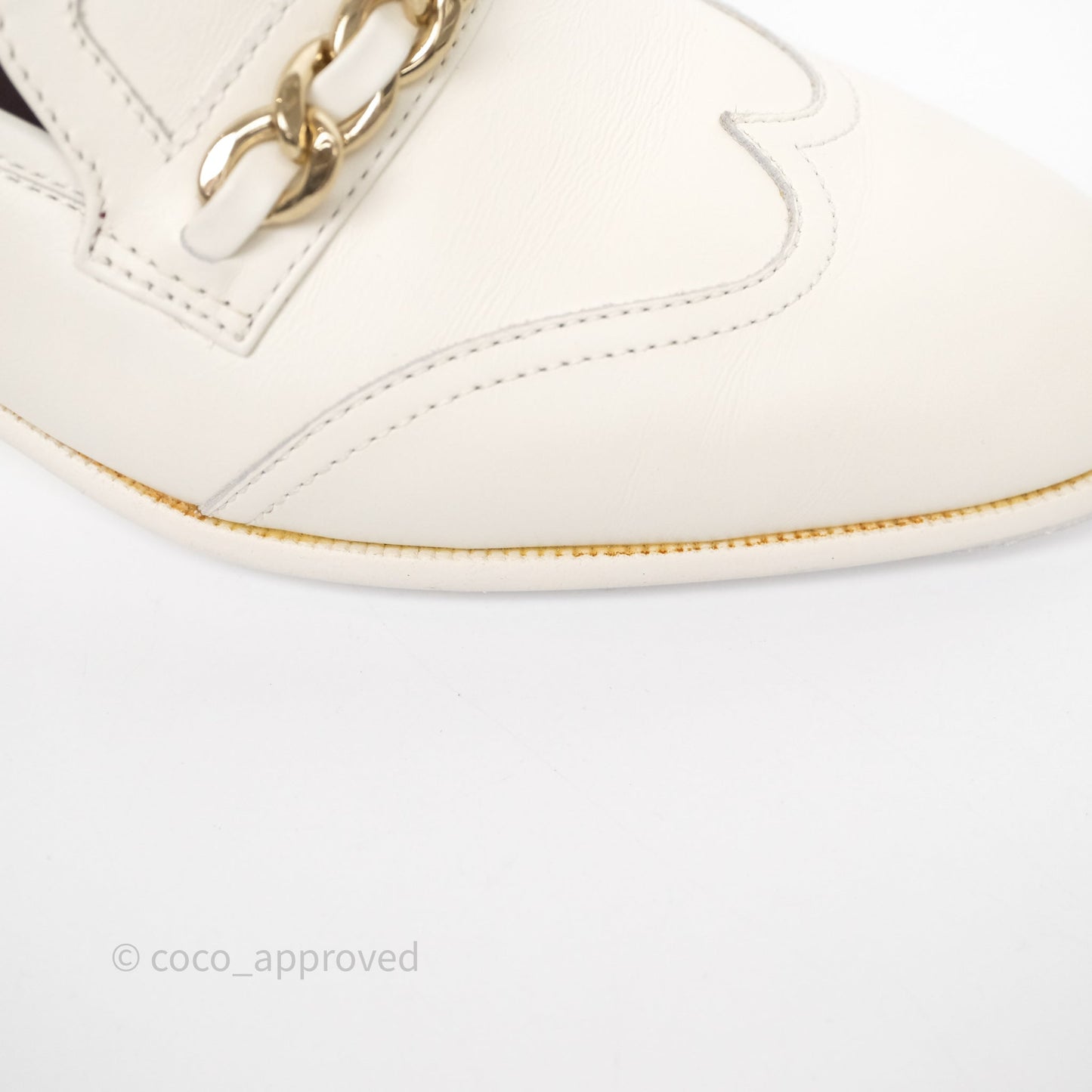 Chanel Chain White Calfskin Loafers Size 36