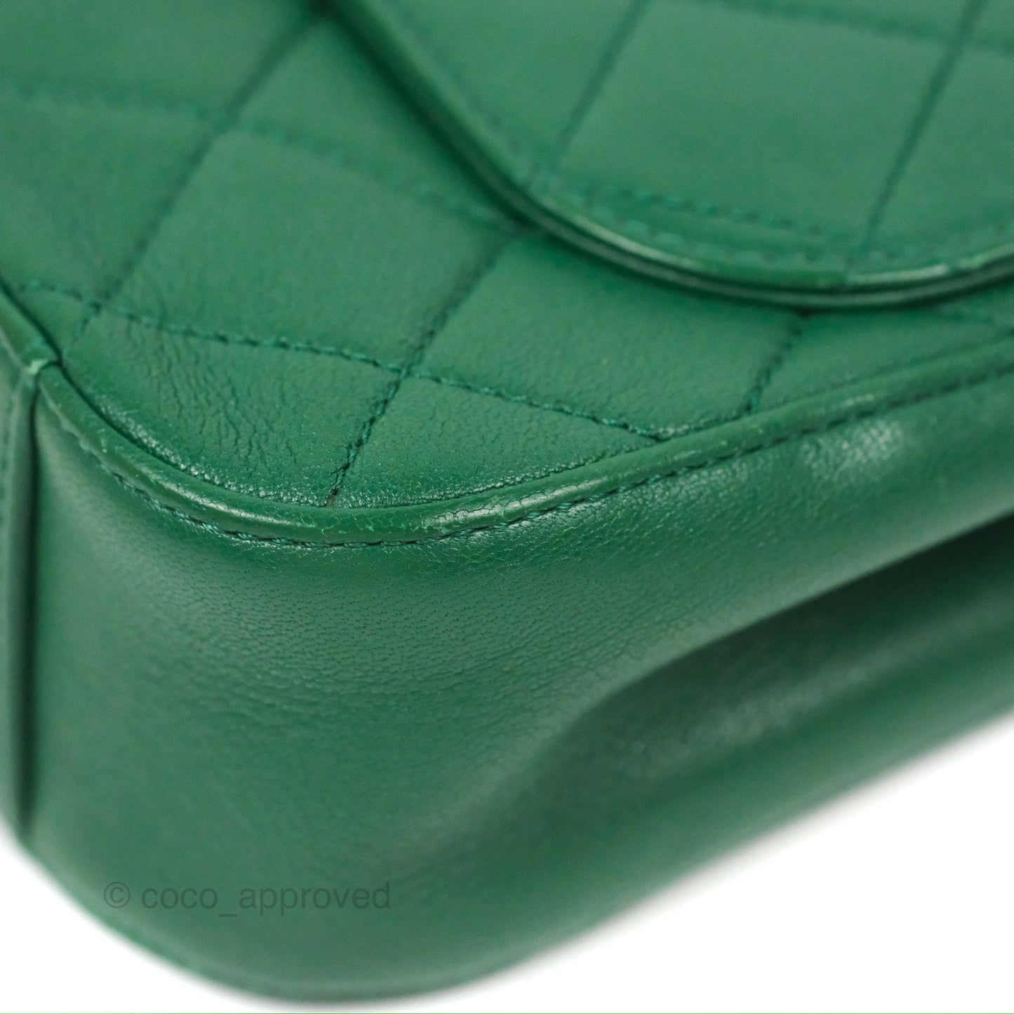 Chanel Chain Infinity Top Handle Bag Green Lambskin Aged Gold Hardware