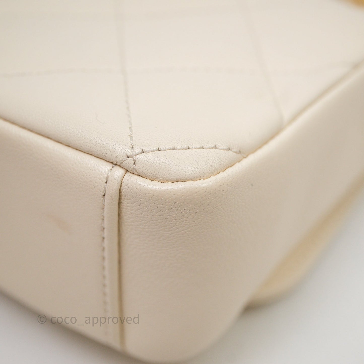 Chanel Flap with Coin Charm Ivory White Lambskin Aged Gold Hardware