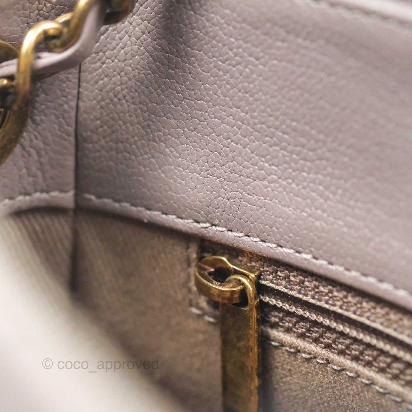 Chanel Coco Curve Flap Burnished Lilac Grey Calfskin Goatskin Antique Gold Hardware