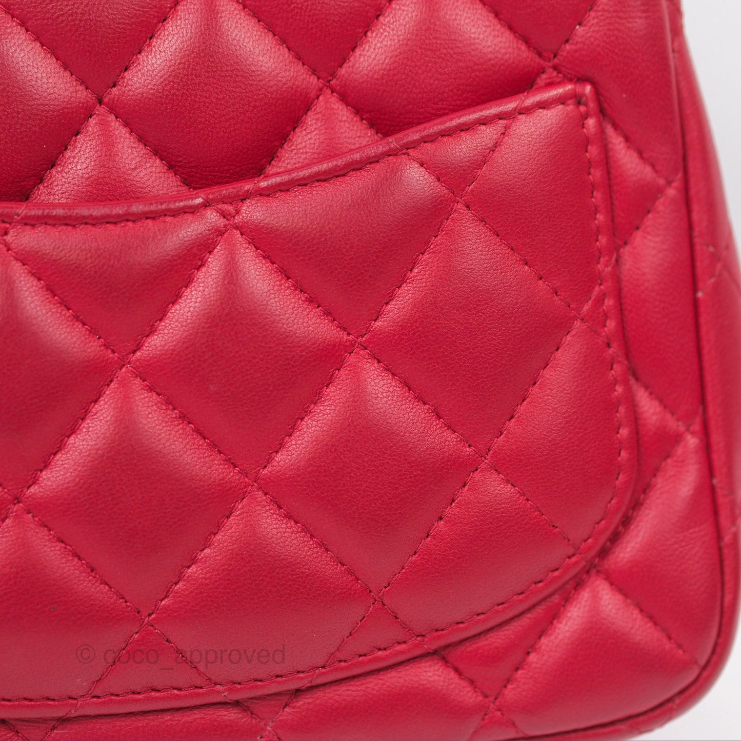 Chanel Mini Square Flap Red Lambskin Light Gold Hardware