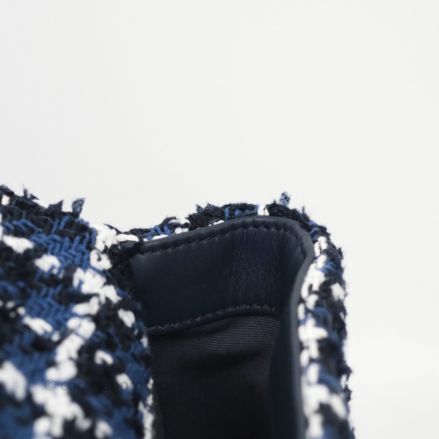 Chanel 19 Small Blue White Black Grid Tweed Mixed Hardware
