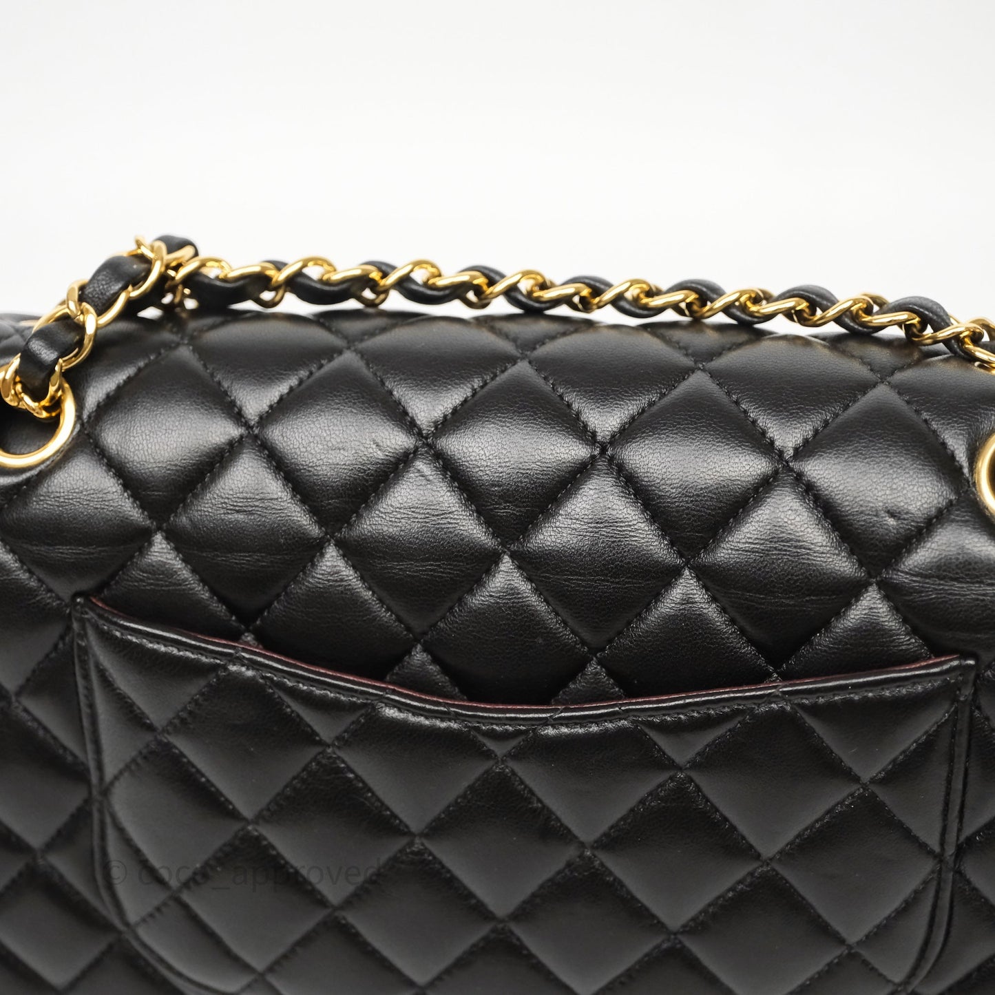 Chanel Classic M/L Medium Flap Quilted Black Lambskin Gold Hardware