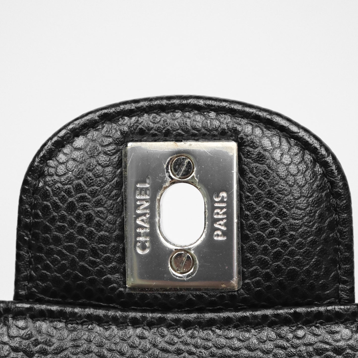 Chanel Classic M/L Medium Flap Quilted Black Caviar Silver Hardware