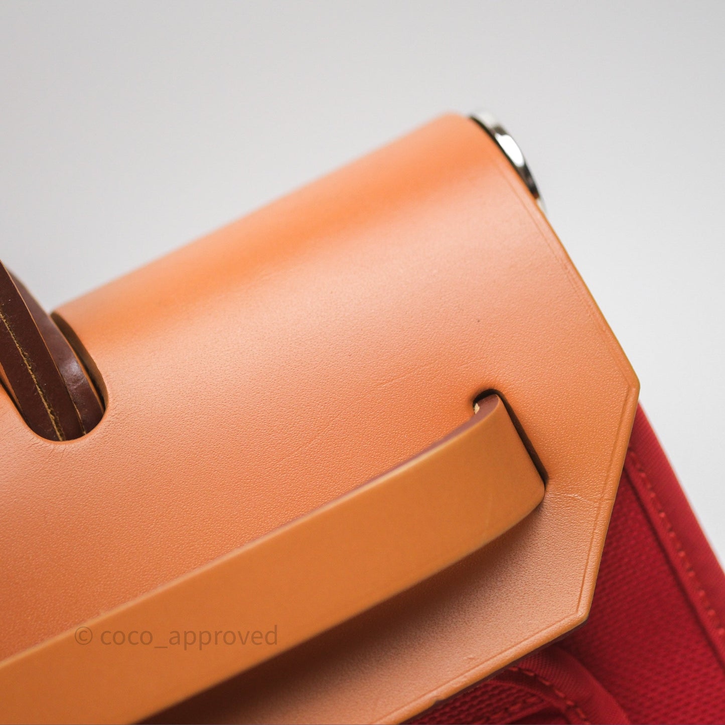 Hermès Herbag Zip 31 Red/Natural Canvas Palladium Hardware