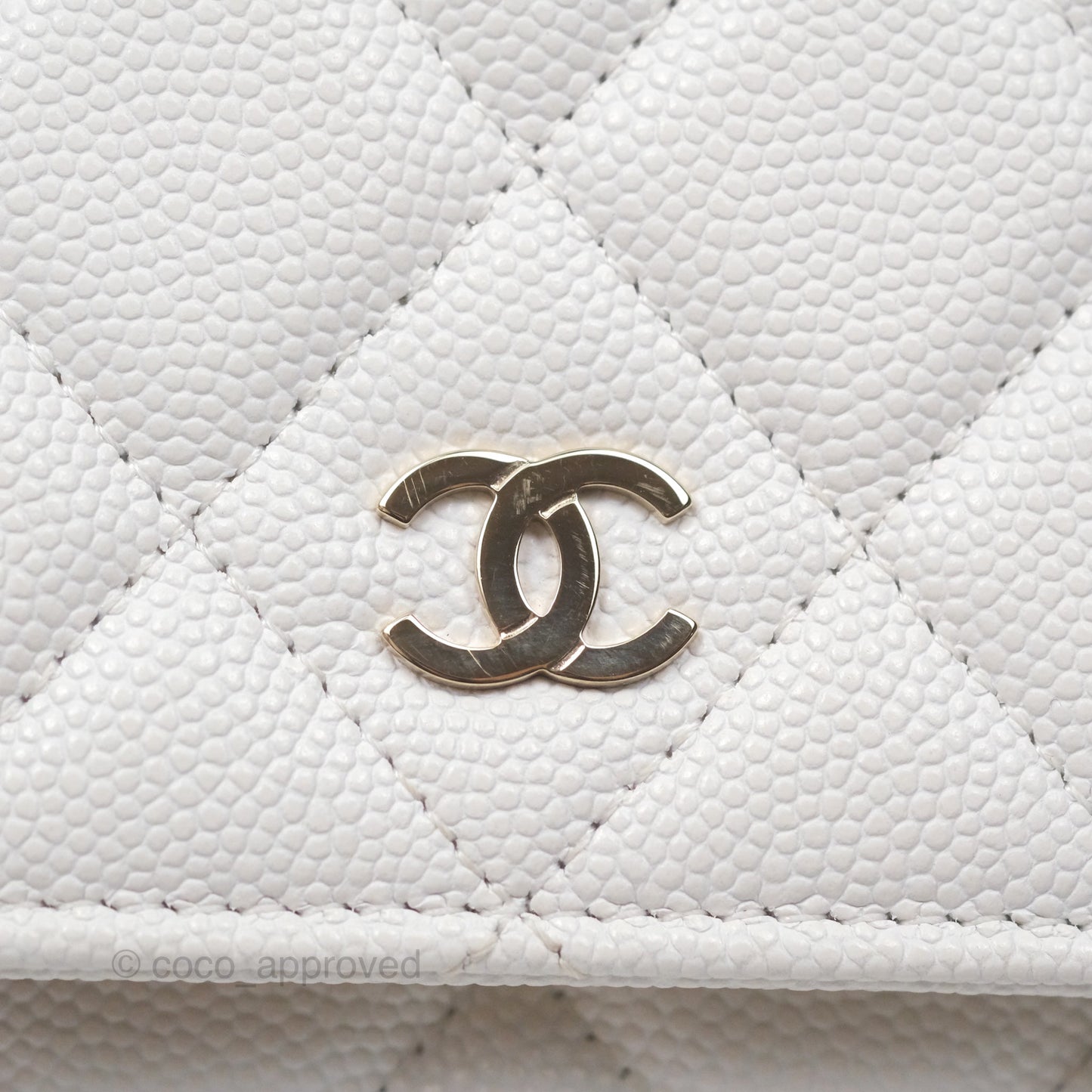 Chanel Quilted Classic Wallet on Chain WOC White Caviar Gold Hardware