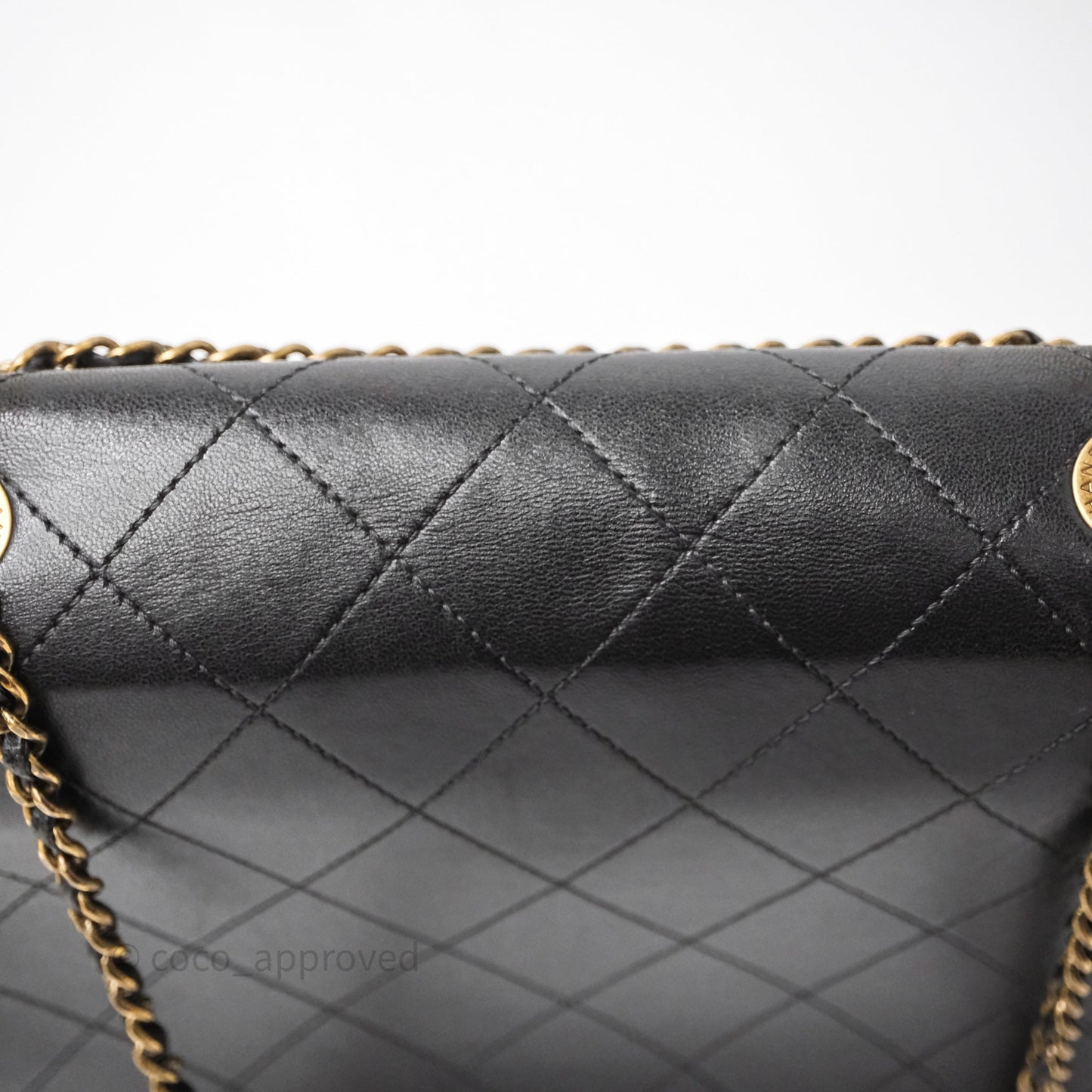 Chanel Quilted Flap Bag Black Calfskin Aged Gold Hardware