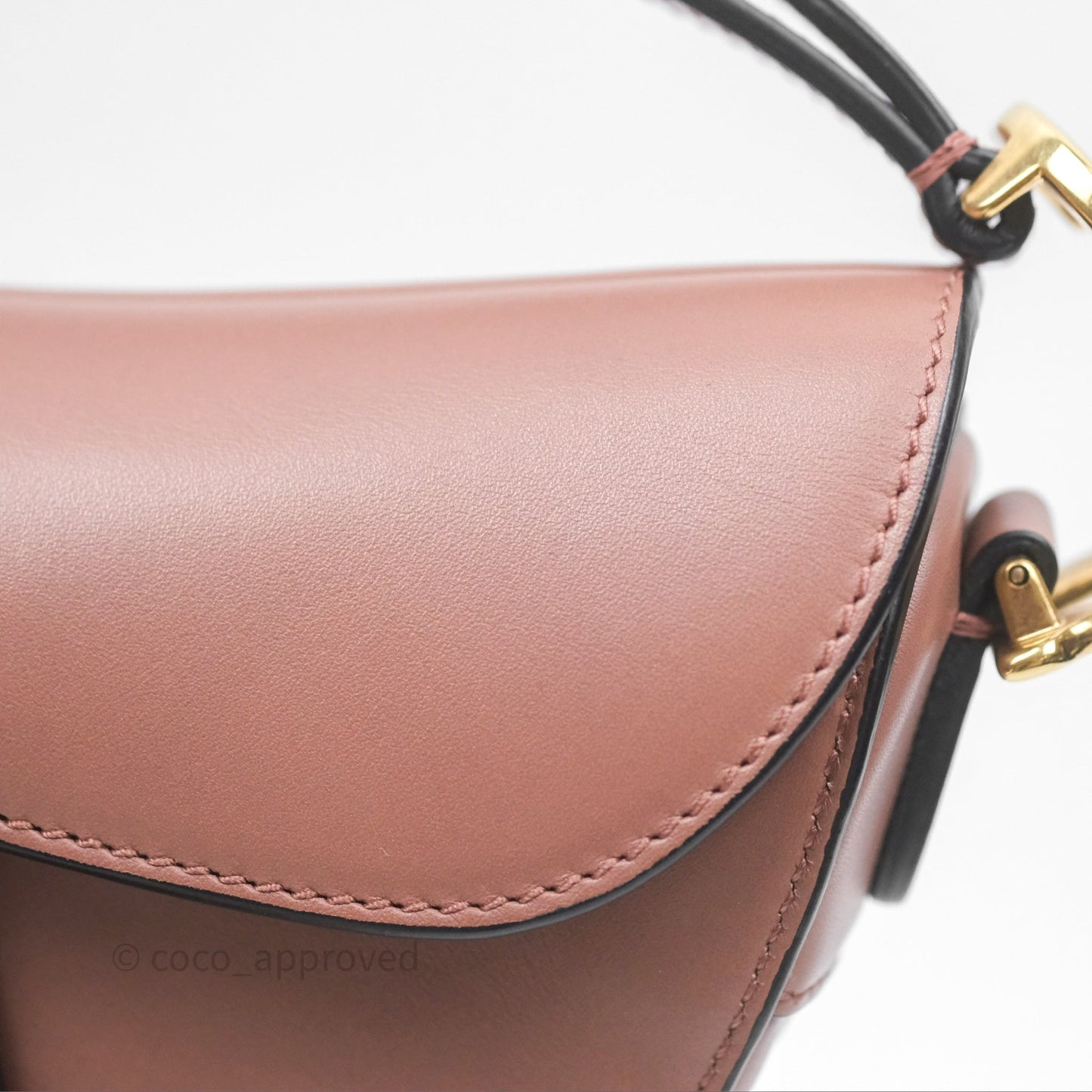 Christian Dior Mini Saddle Bag Rose Taupe Grained Calfskin Gold Hardware