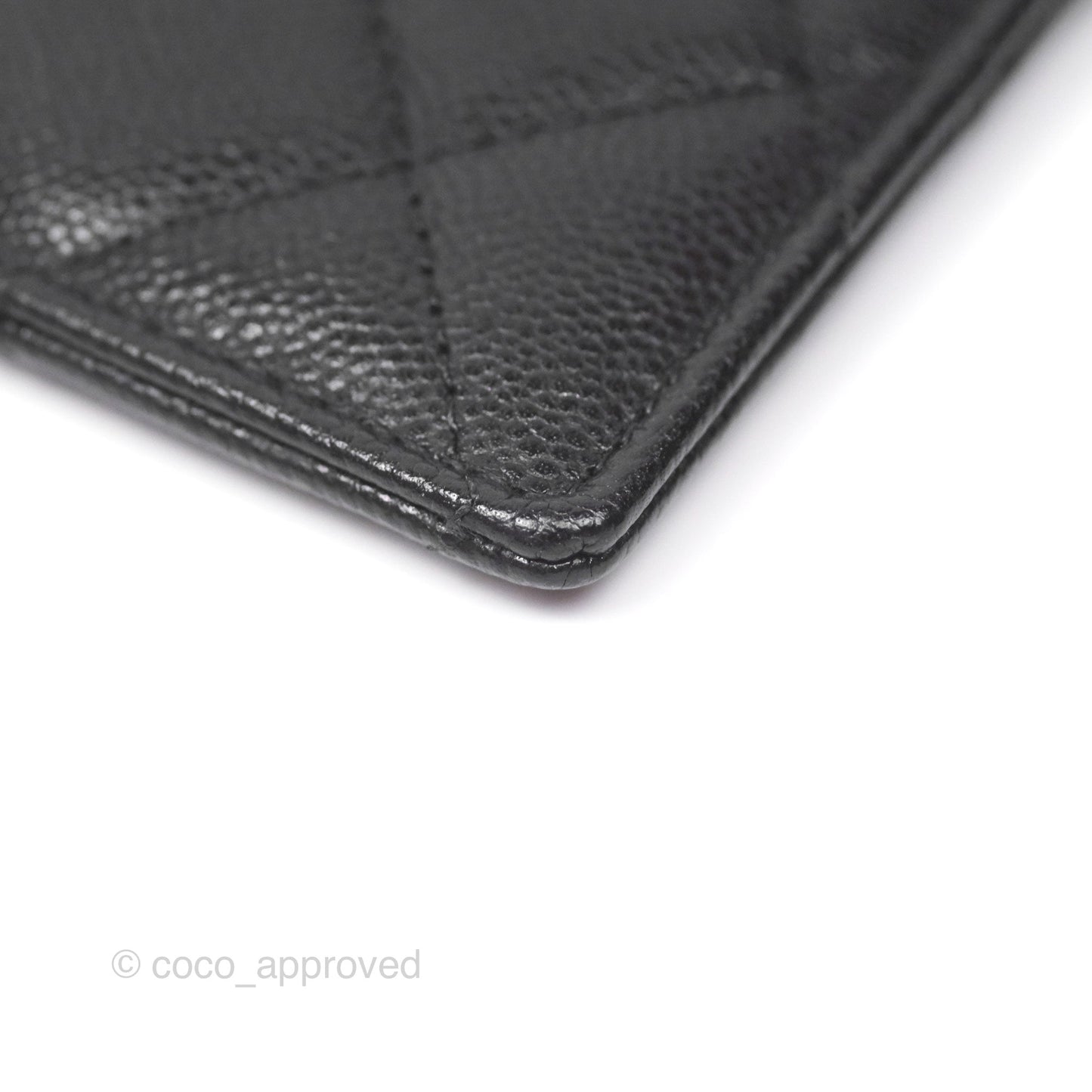 Chanel Quilted Card Holder Caviar Black Gold Hardware