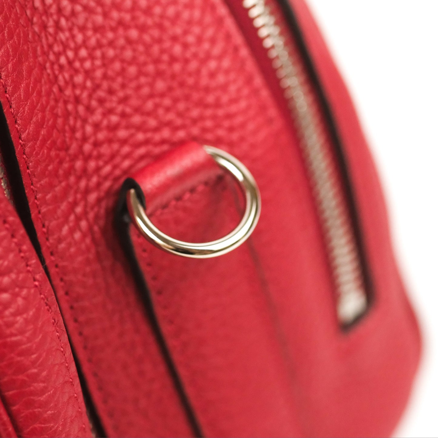 Moynat Swing Bag Red Grained Leather Silver Hardware
