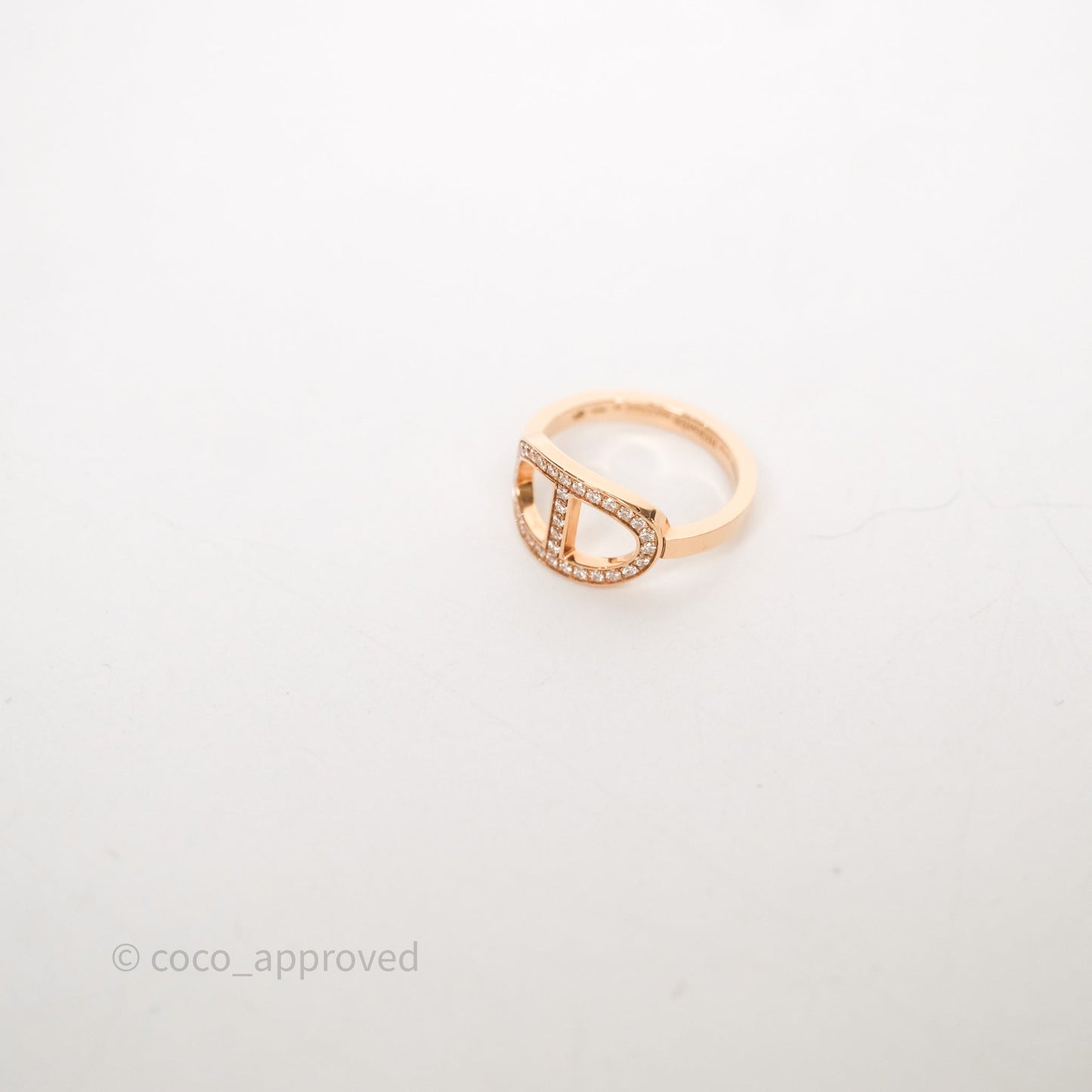 Hermès Chaine d'ancre Contour Ring Medium Model Diamonds Rose Gold Size 50