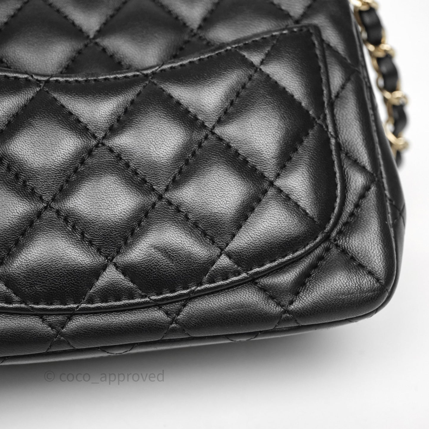 Chanel Mini Square Quilted Black Lambskin Gold Hardware
