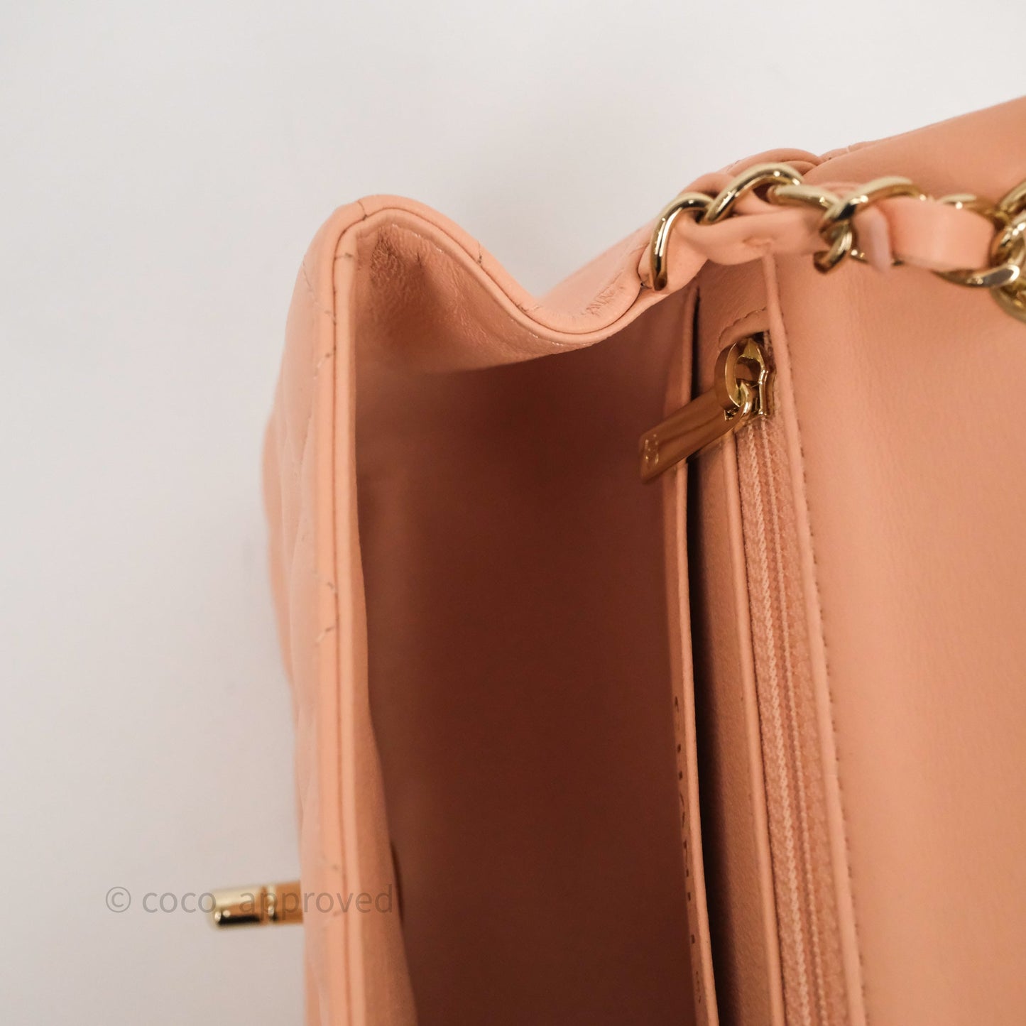 Chanel Mini Square Flap Quilted Orange Clair Lambskin Gold Hardware