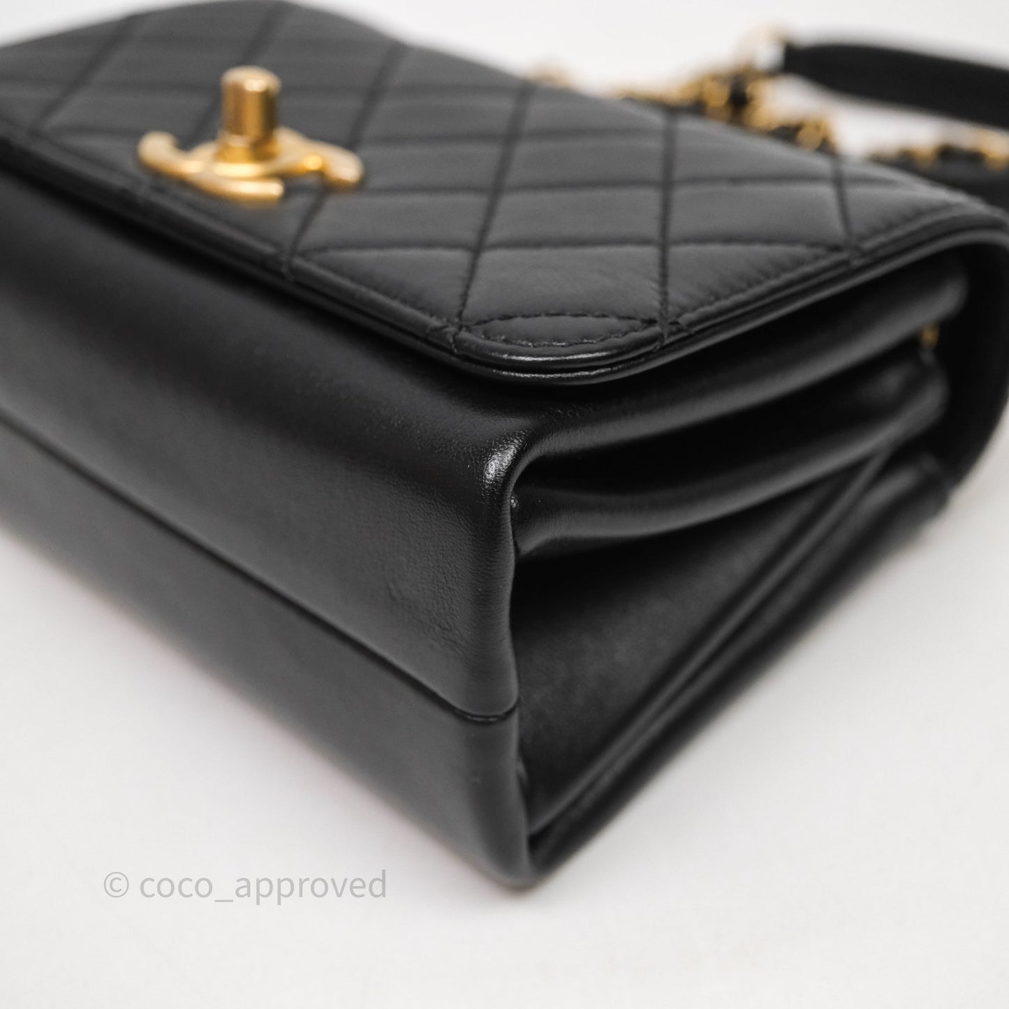 Chanel Pearl Chain Bag Black Calfskin Aged Gold Hardware