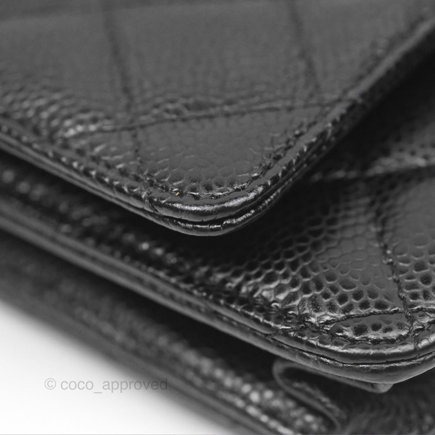 Chanel Classic Wallet On Chain WOC Quilted Black Caviar Gold Hardware