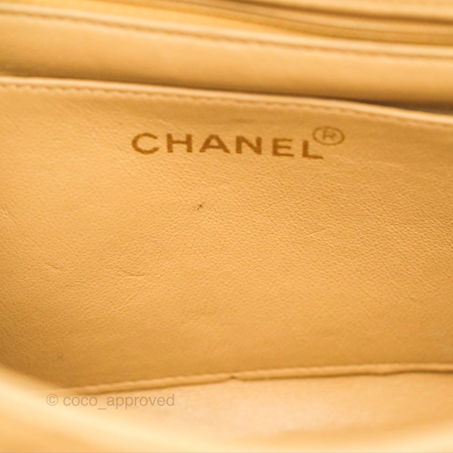 Chanel Vintage Round Flap Bag Quilted Beige Lambskin Gold Hardware