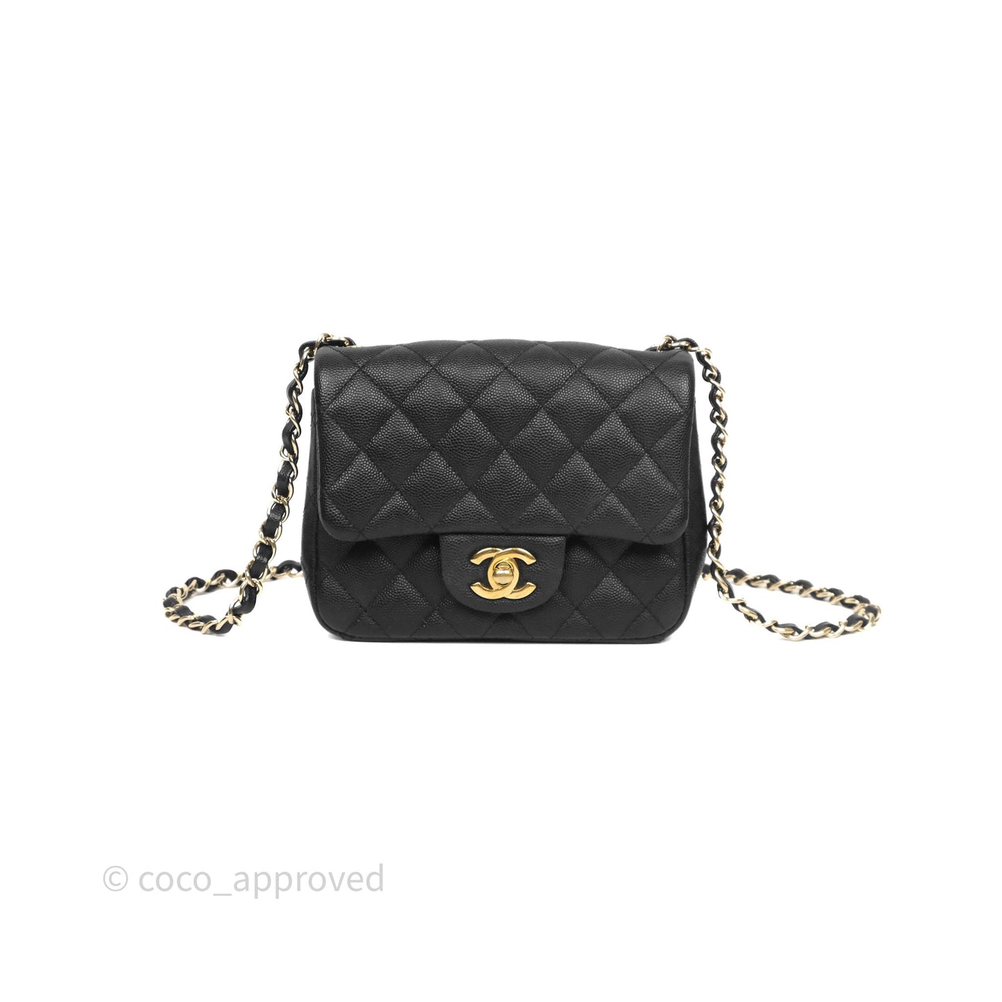 Chanel Mini Square Quilted Black Caviar Gold Hardware