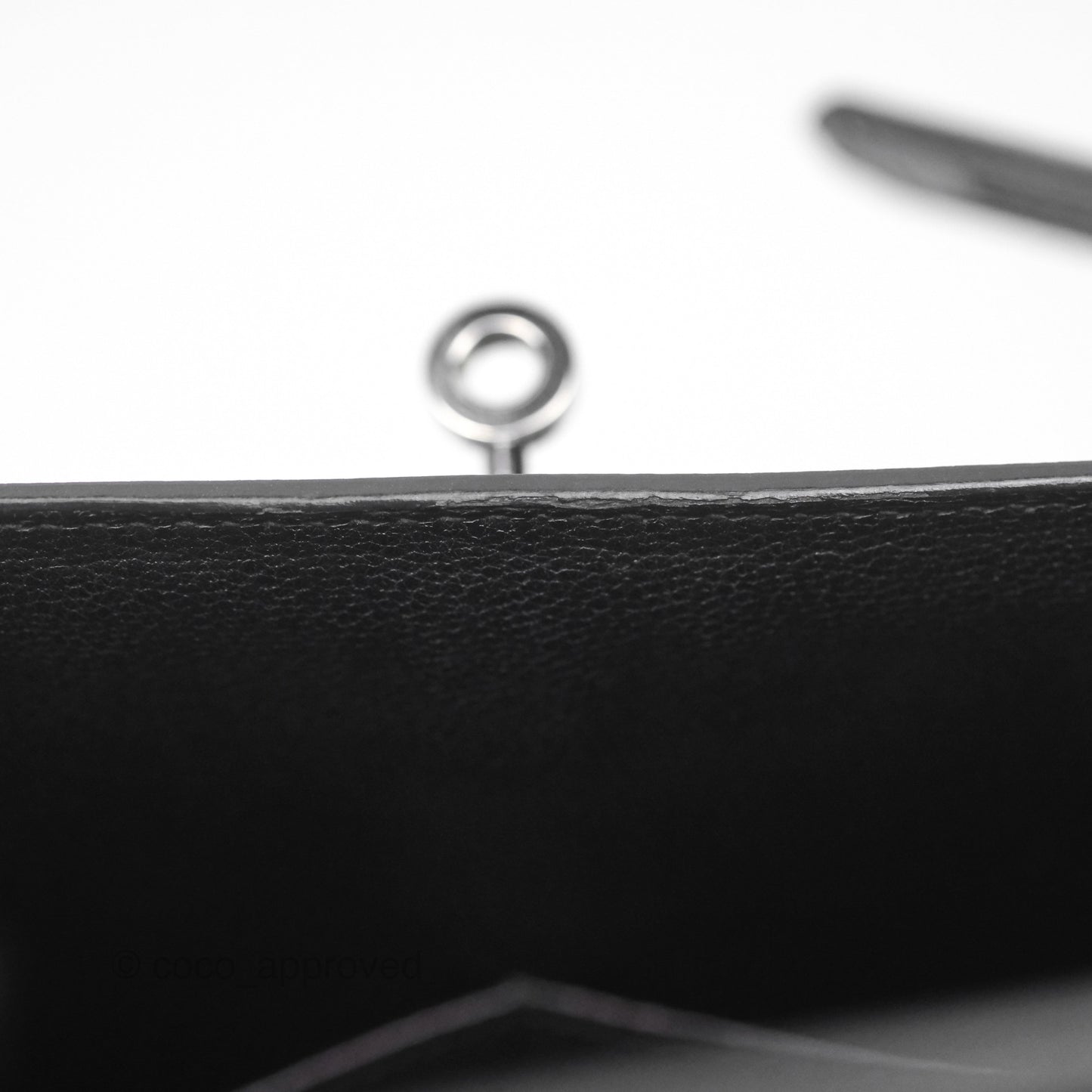 Hermès Vintage Kelly 28 Sellier Noir 89 Courchevel Palladium Hardware